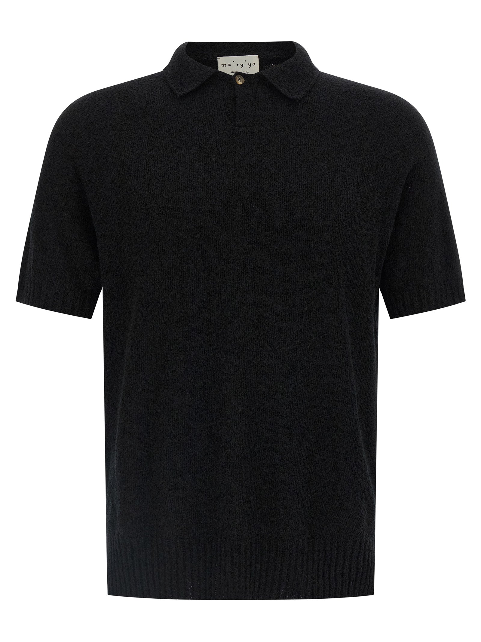 MA'RY'YA Schwarzes Baumwoll-Poloshirt
