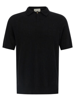 MA'RY'YA Schwarzes Baumwoll-Poloshirt