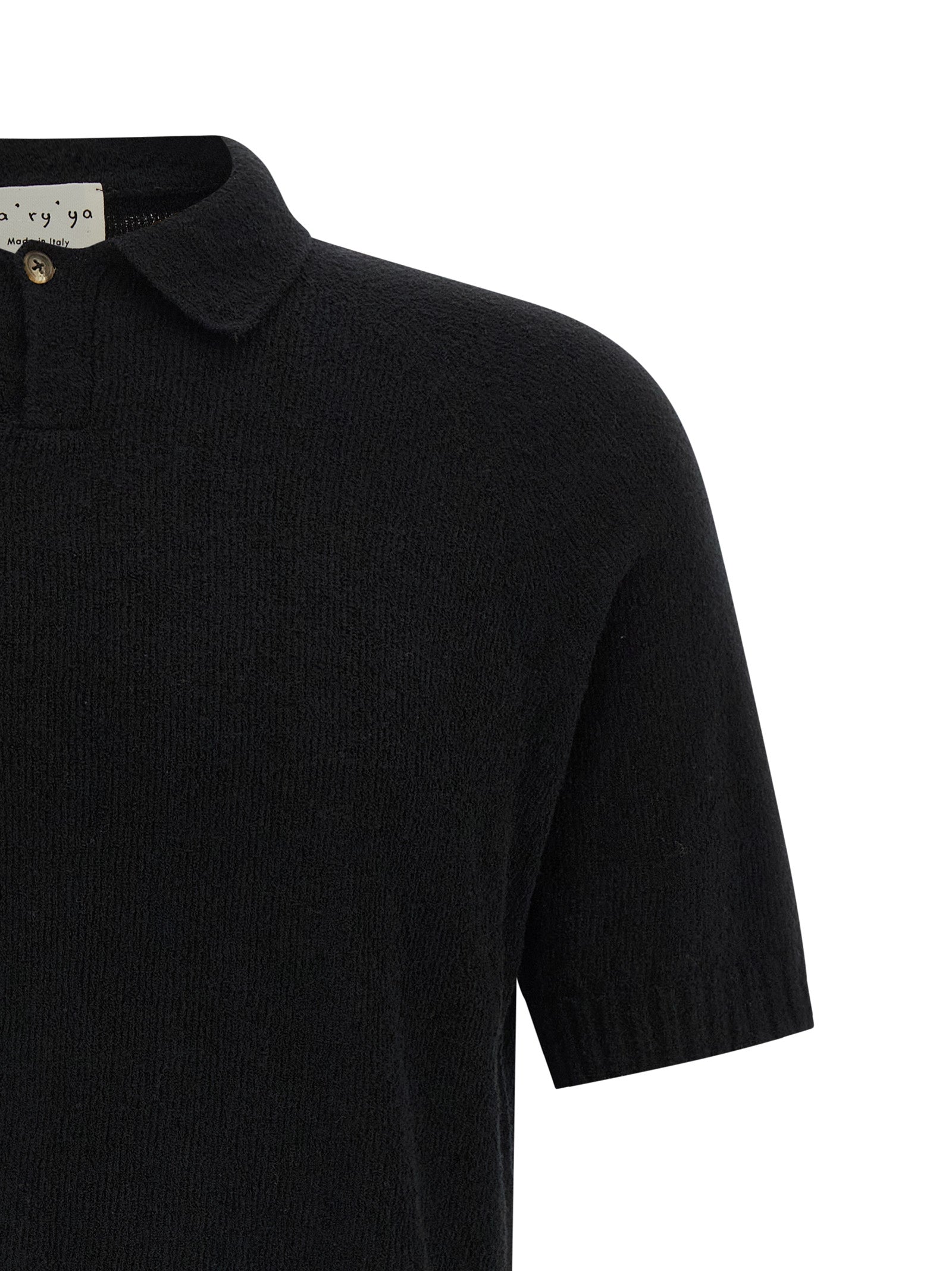 MA'RY'YA Schwarzes Baumwoll-Poloshirt