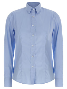 XACUS Blaue Baumwollbluse