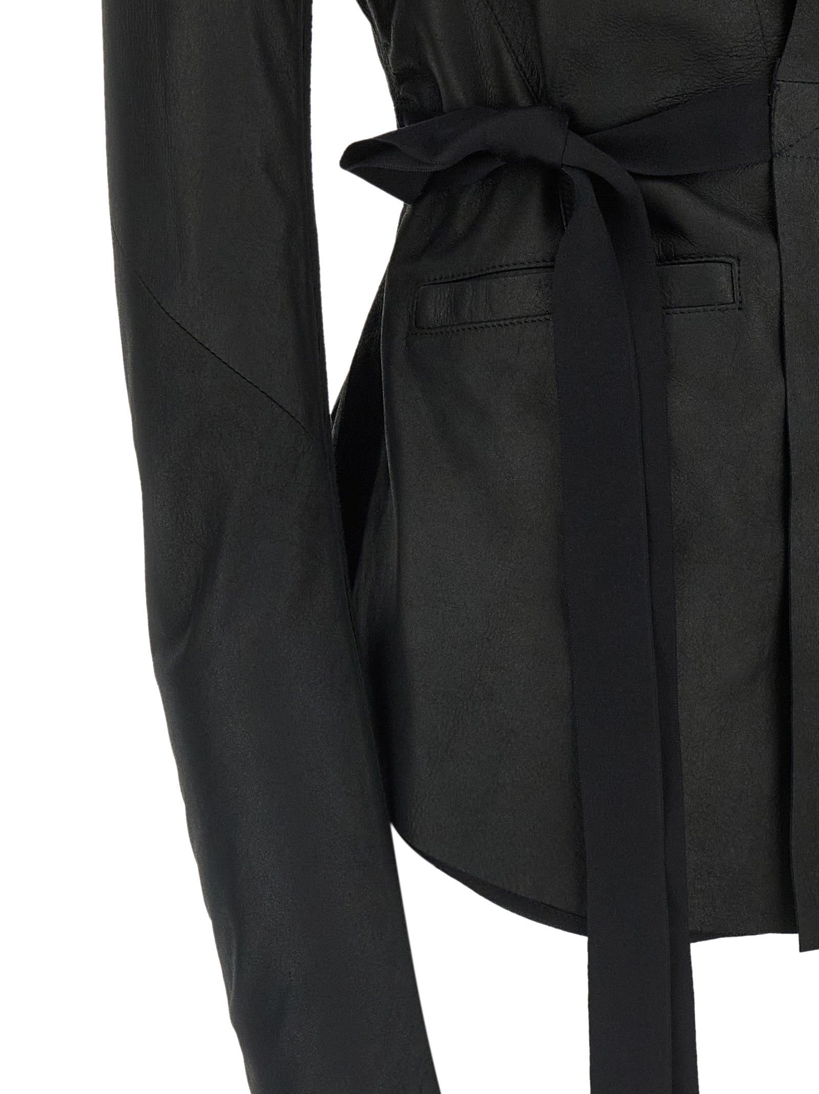 Rick Owens Schwarze Lammlederjacke