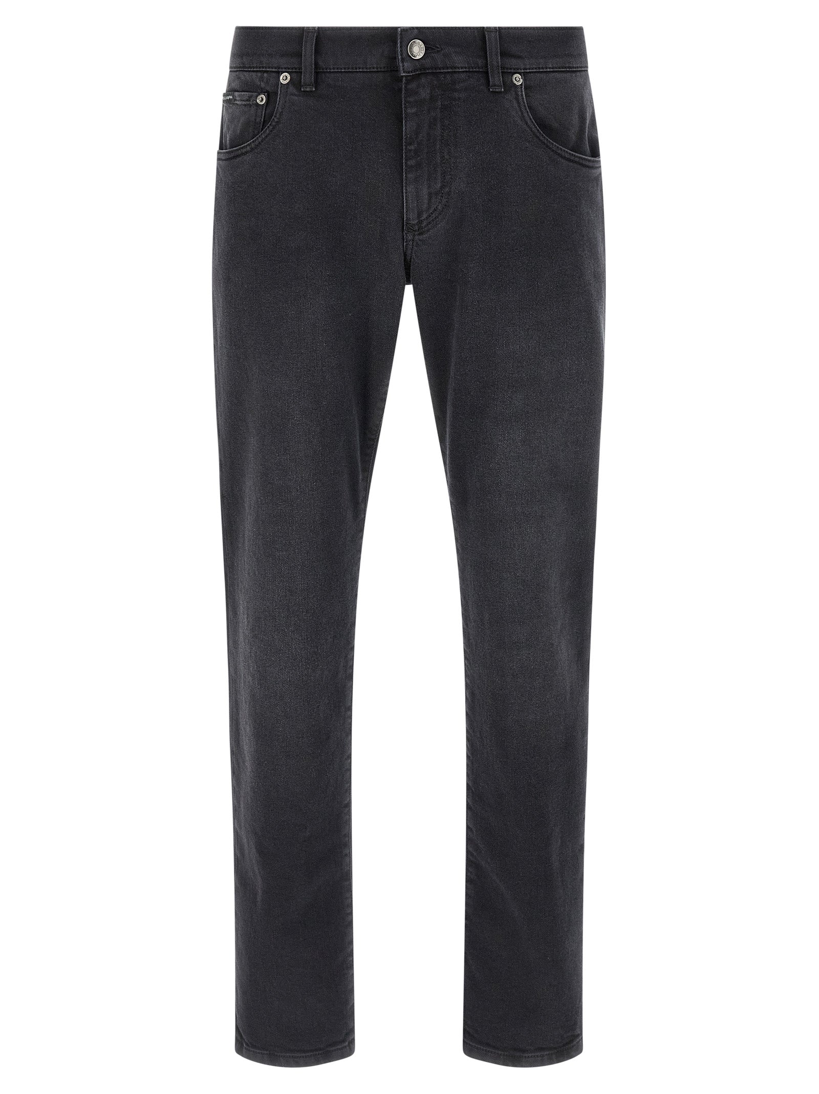 Dolce & Gabbana Schwarze Baumwoll-Jeans mit geradem Bein