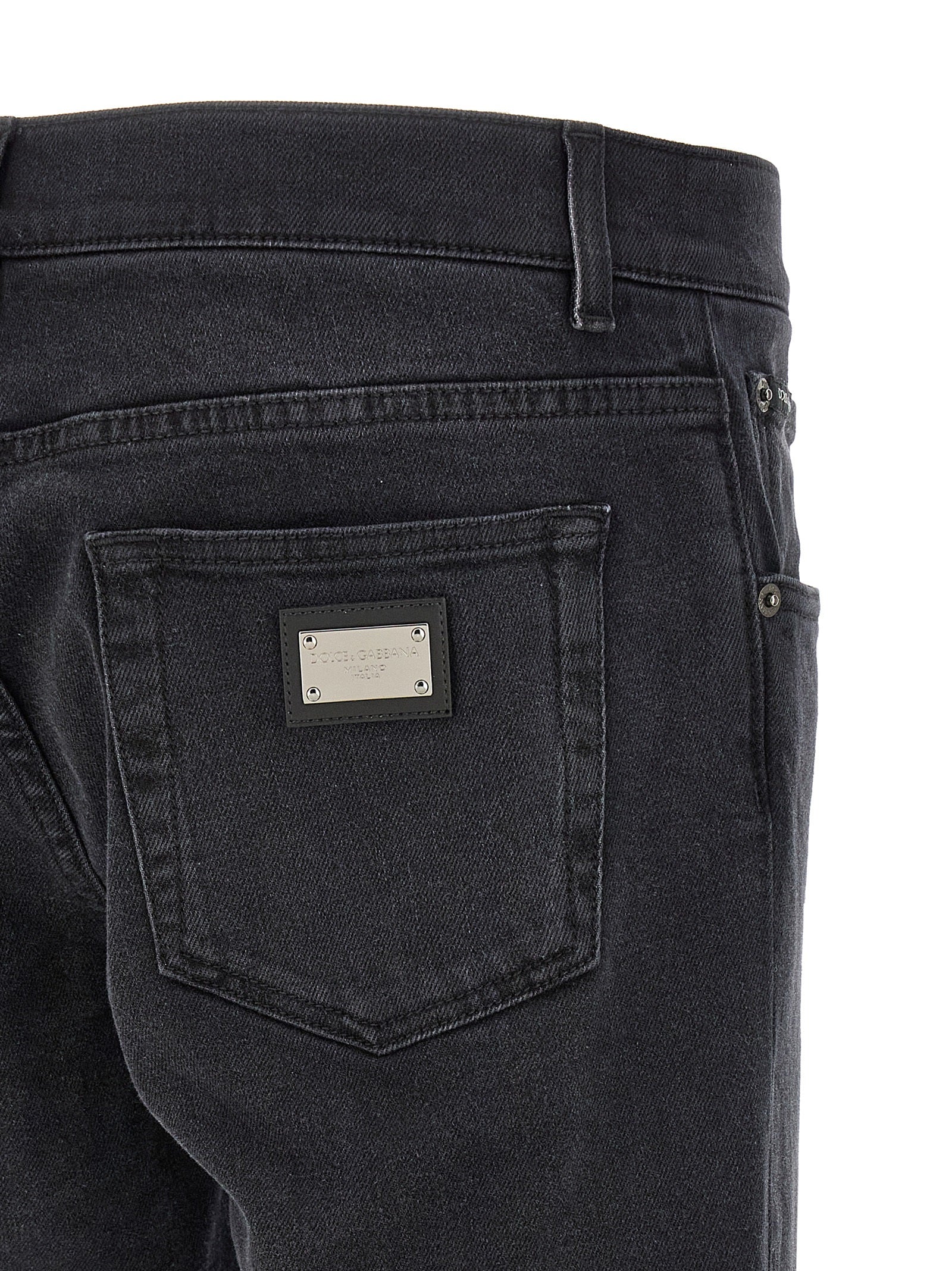 Dolce & Gabbana Schwarze Baumwoll-Jeans mit geradem Bein