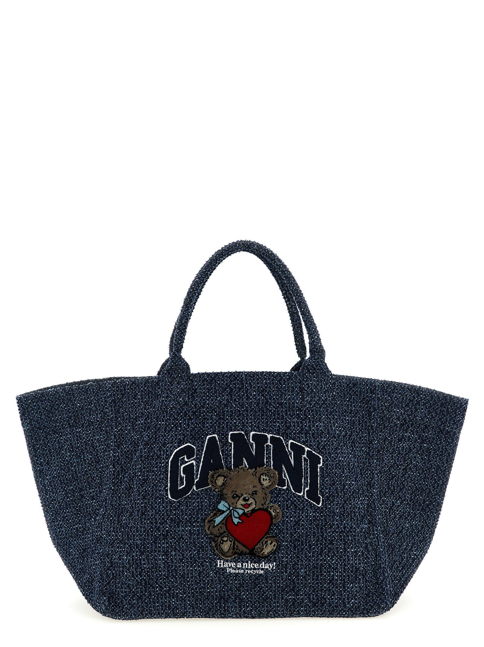 Ganni Blaue Tote Bag aus Bio-Baumwolle