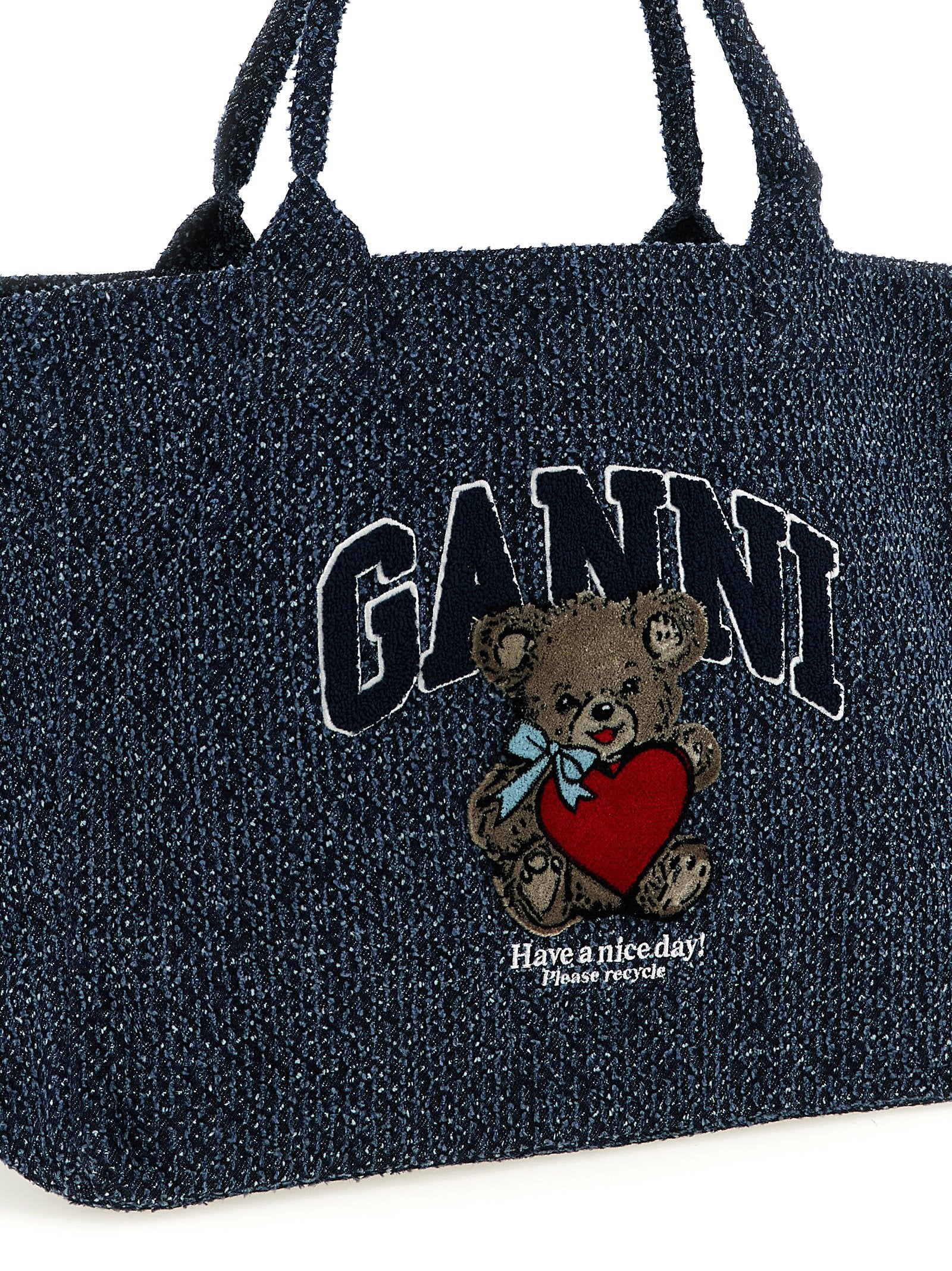 Ganni Blaue Tote Bag aus Bio-Baumwolle