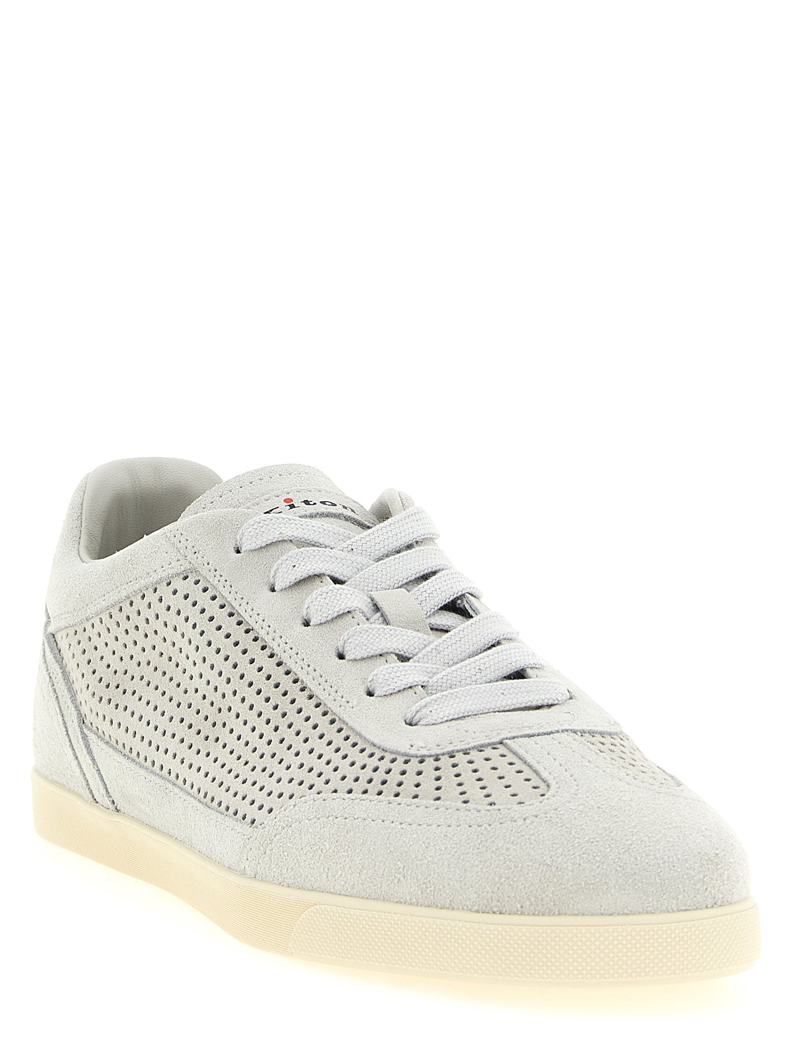 Kiton Graue Kalbsleder Low-Top-Sneaker