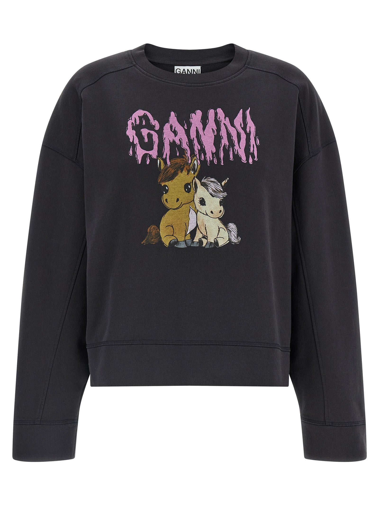Ganni Schwarzer Bio-Baumwoll-Sweater