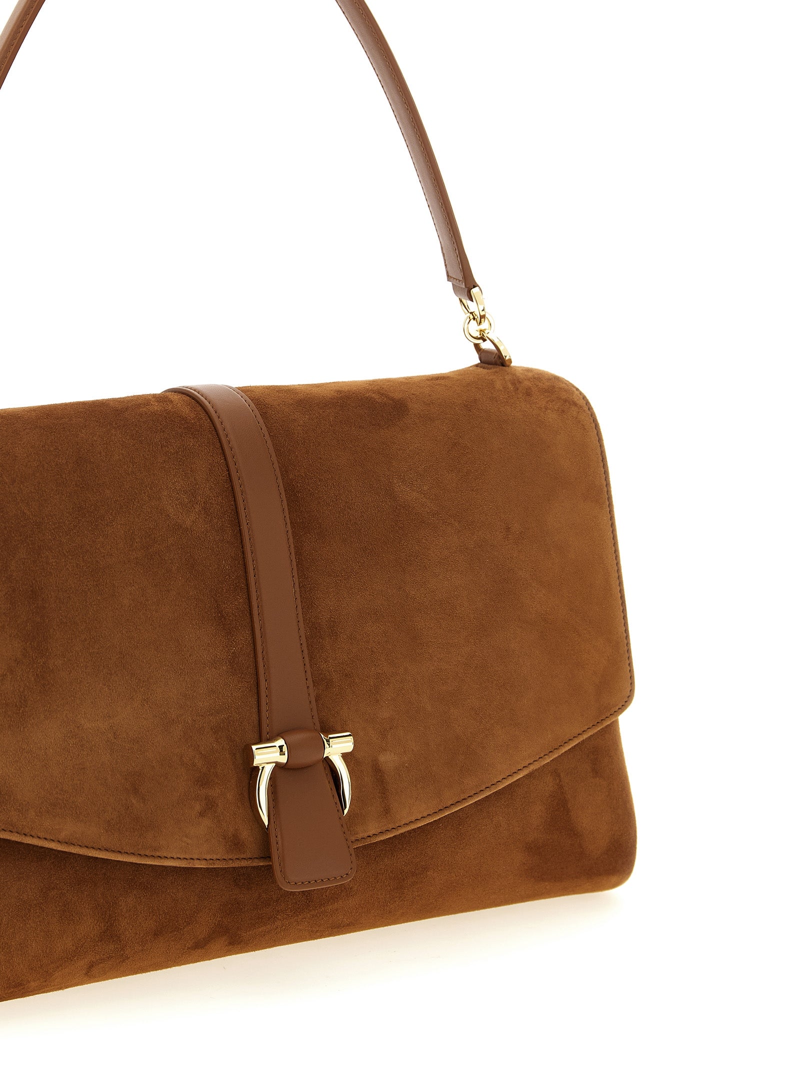 Ferragamo Braune Ziegenleder-Schultertasche