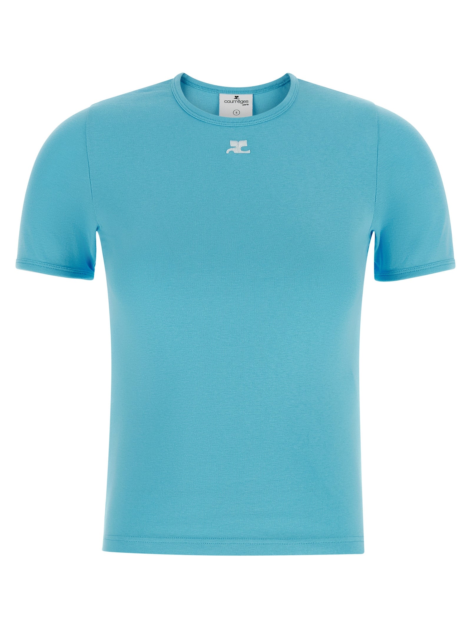 Courrèges Blaues Baumwoll-T-Shirt