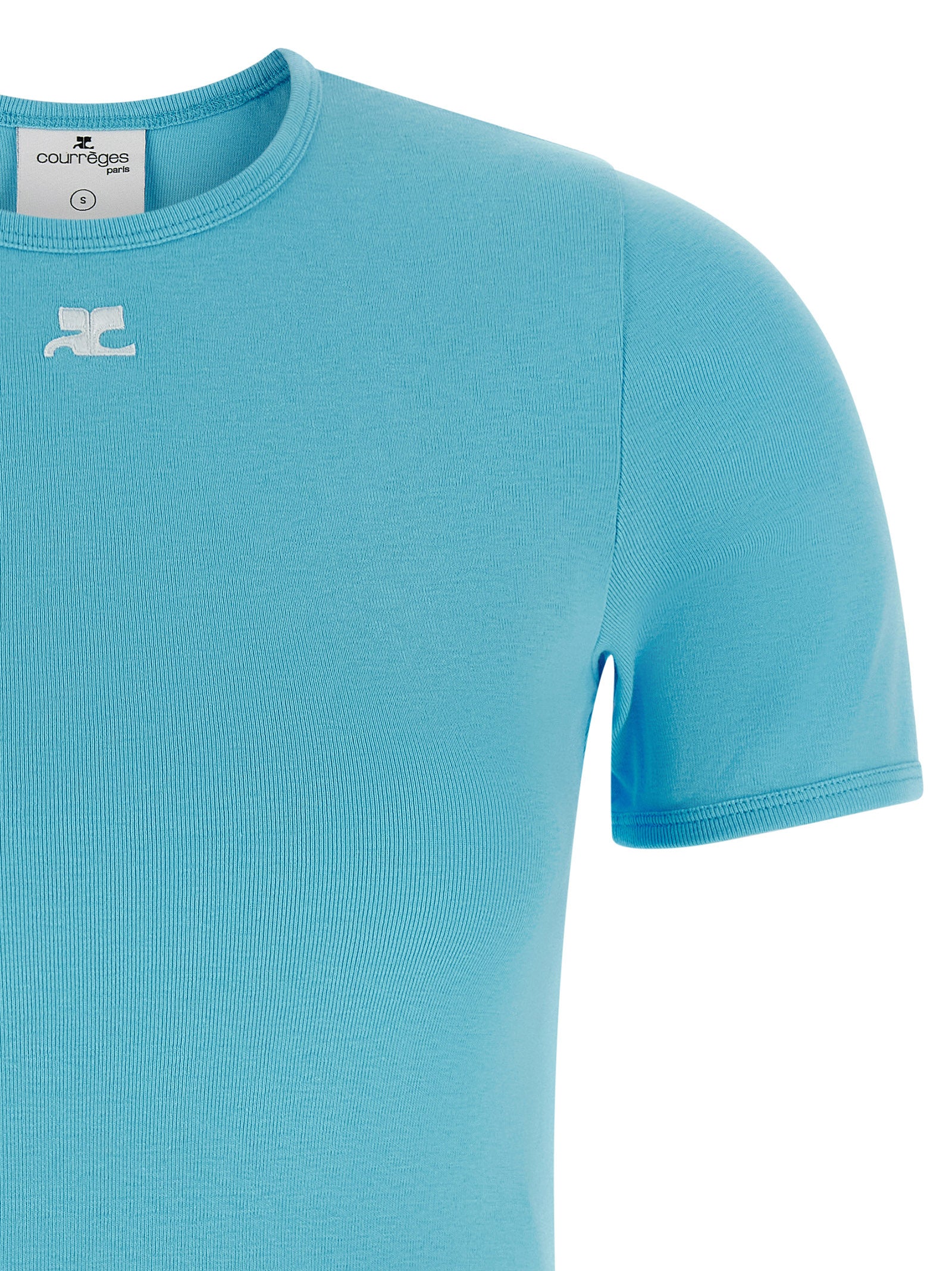 Courrèges Blaues Baumwoll-T-Shirt