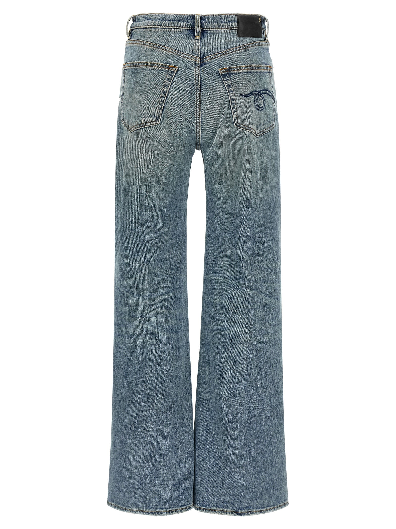 R13 Blaue Baumwoll-Jeans mit ausgestelltem Bein