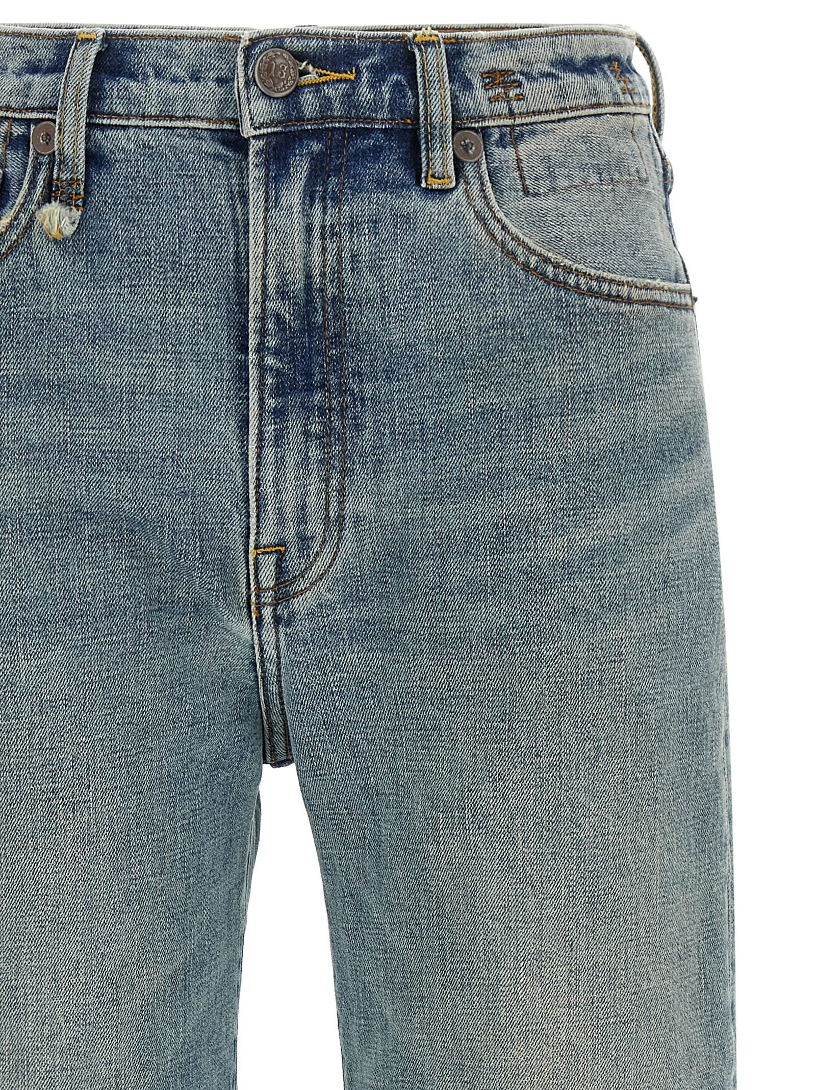 R13 Blaue Baumwoll-Jeans mit ausgestelltem Bein