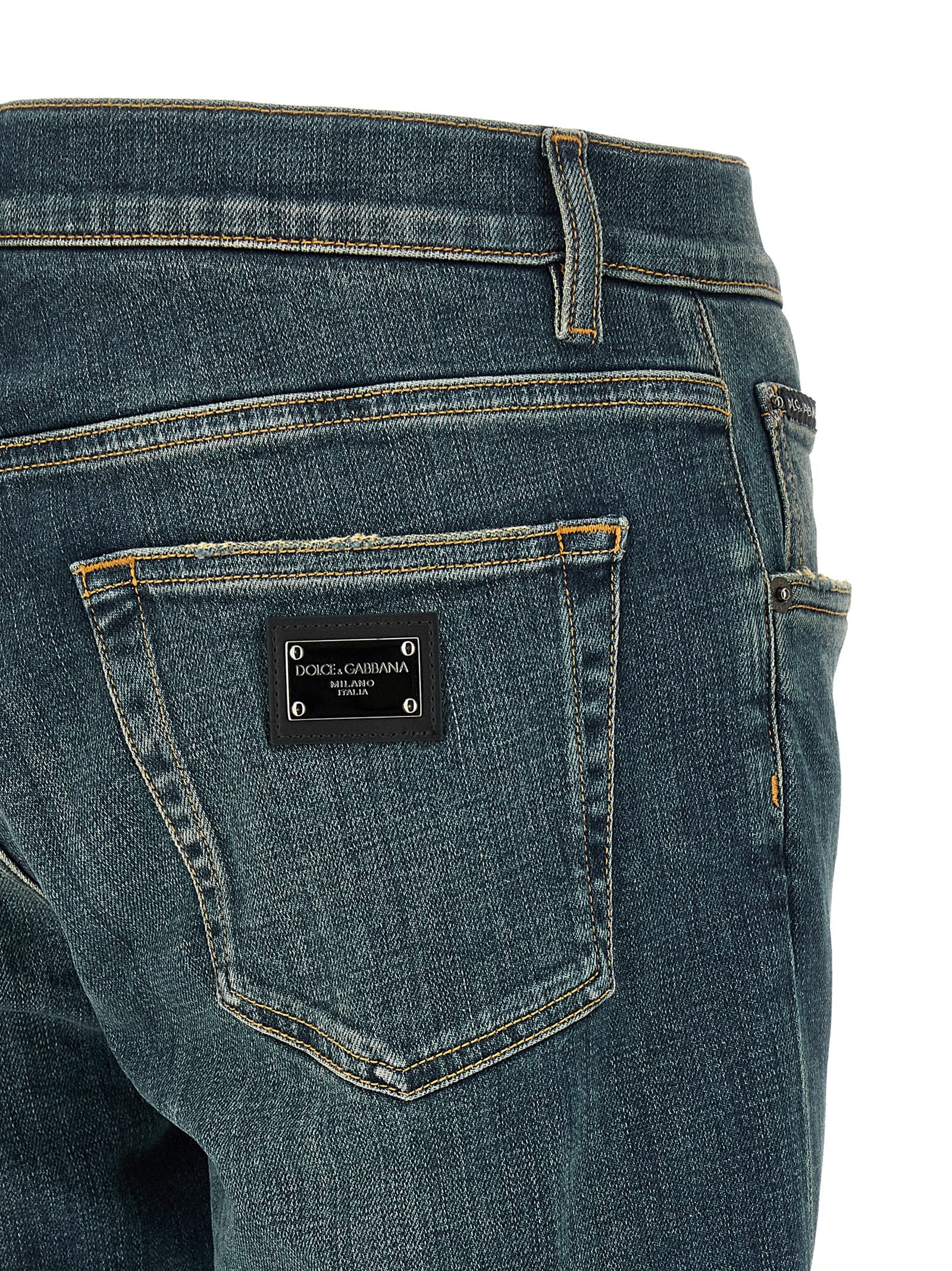 Dolce & Gabbana Blaue Baumwoll-Jeans im Slim Fit
