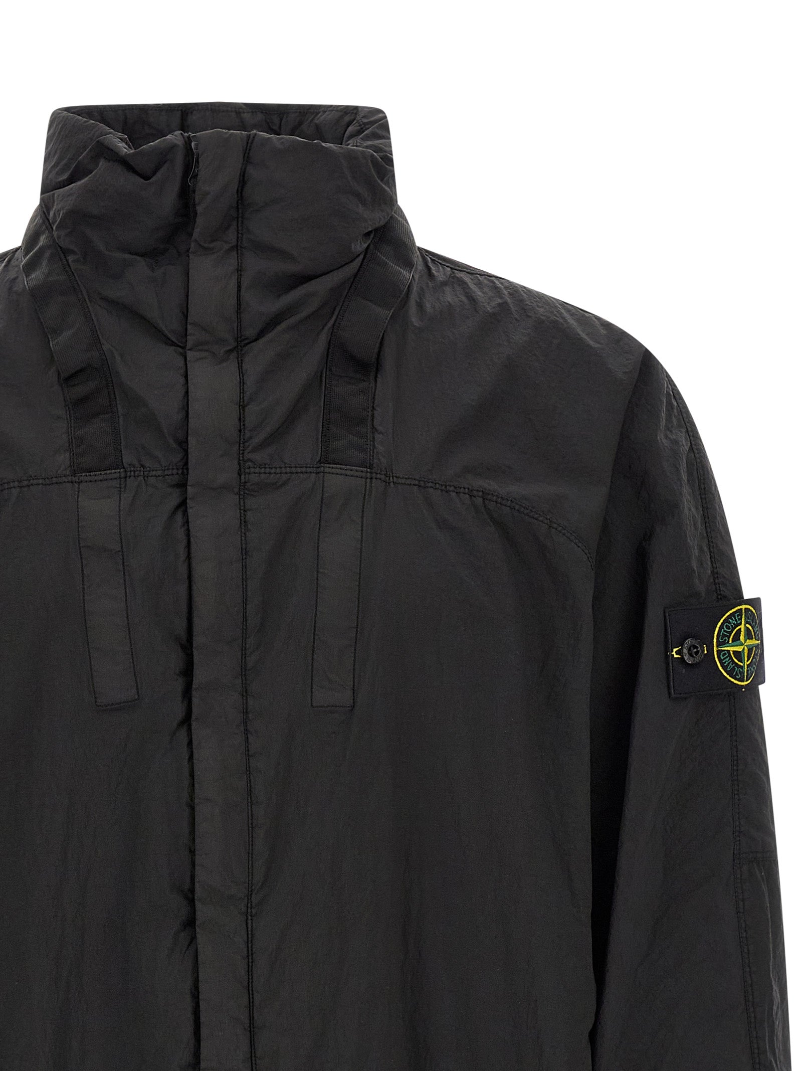 Stone Island Schwarzer Bomber aus Polyamid