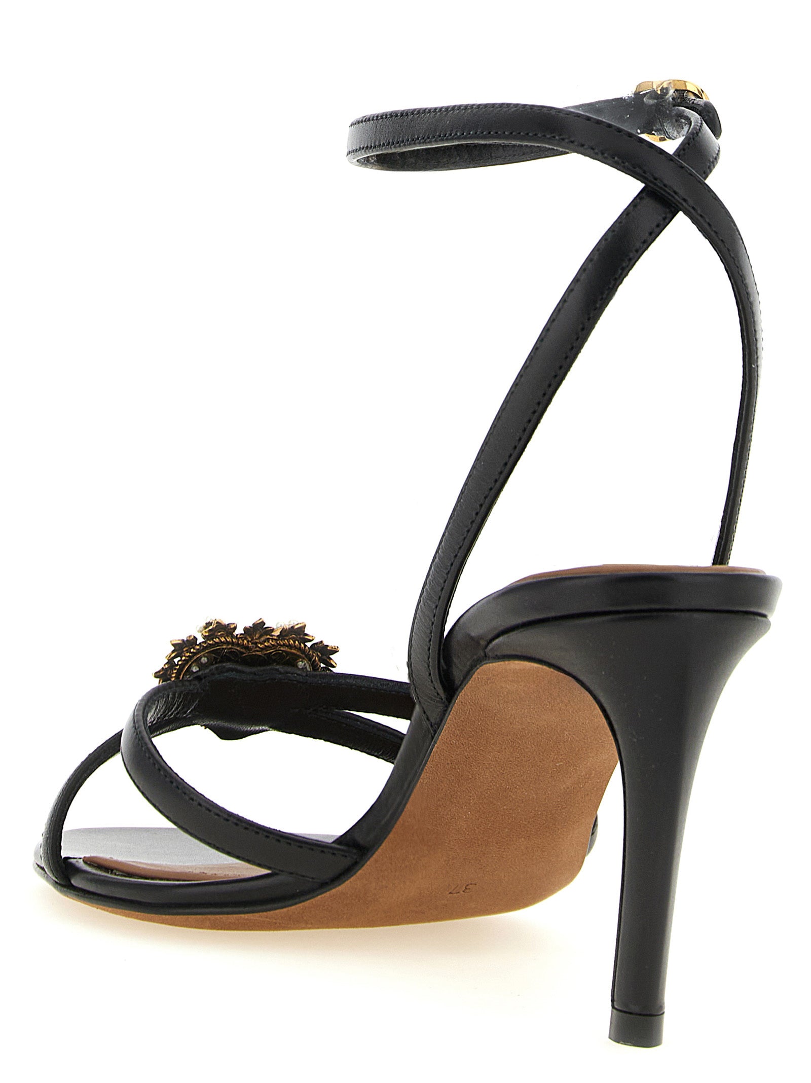 Dolce & Gabbana Schwarze Stiletto-Sandalen aus Kalbsleder