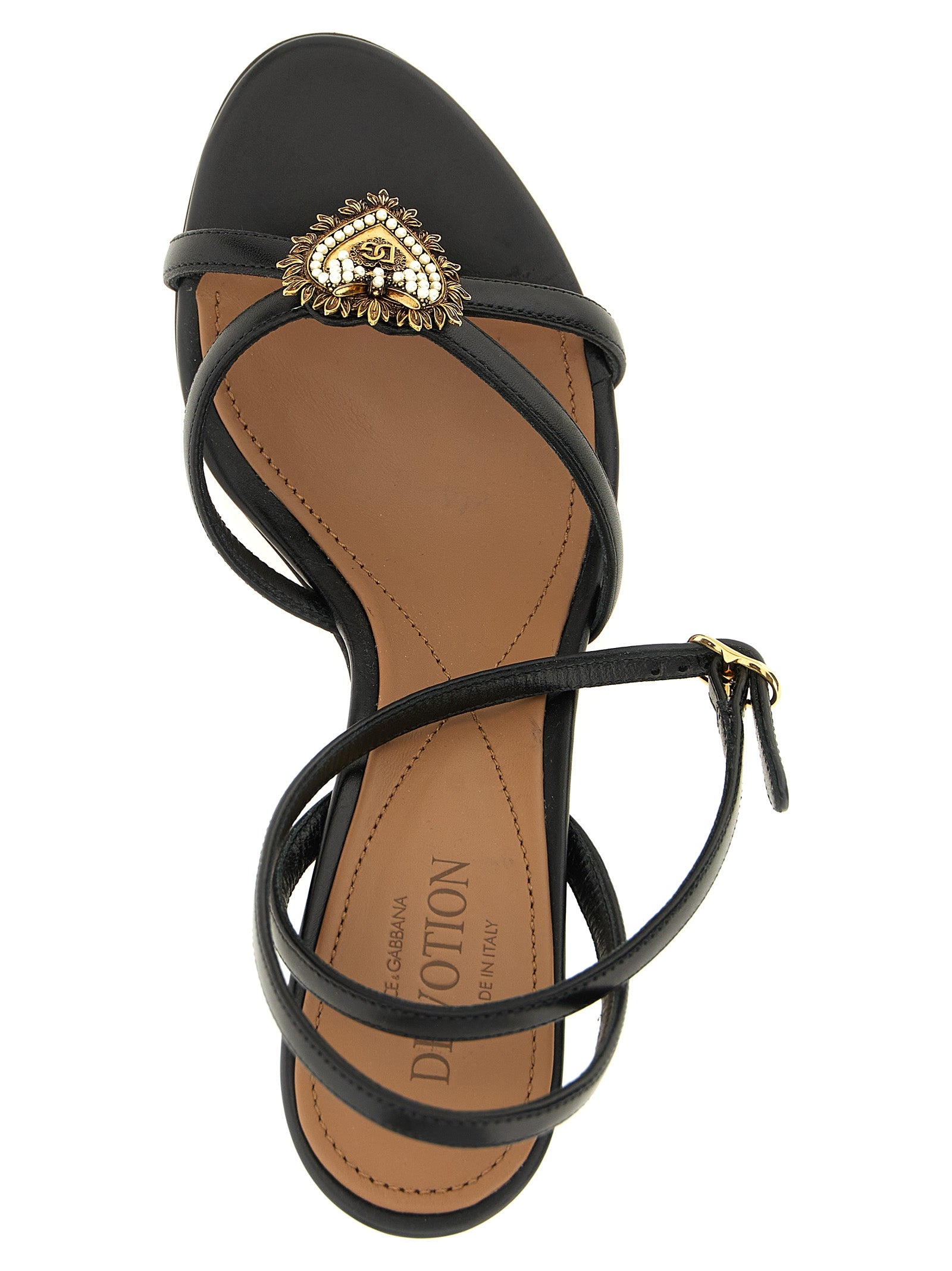 Dolce & Gabbana Schwarze Stiletto-Sandalen aus Kalbsleder