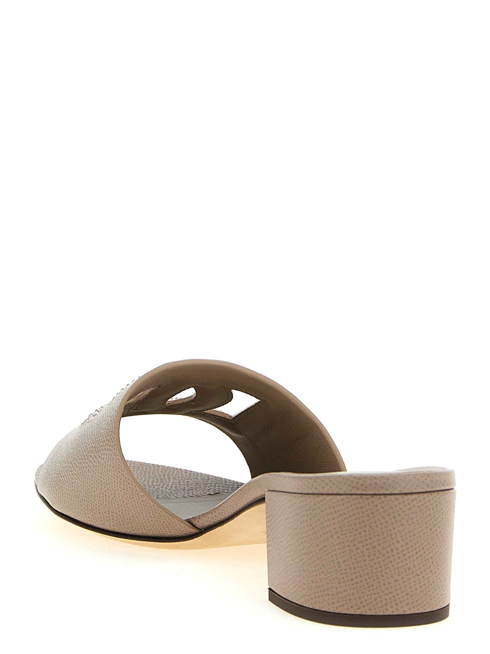 Dolce & Gabbana Graue Mules aus Kalbsleder