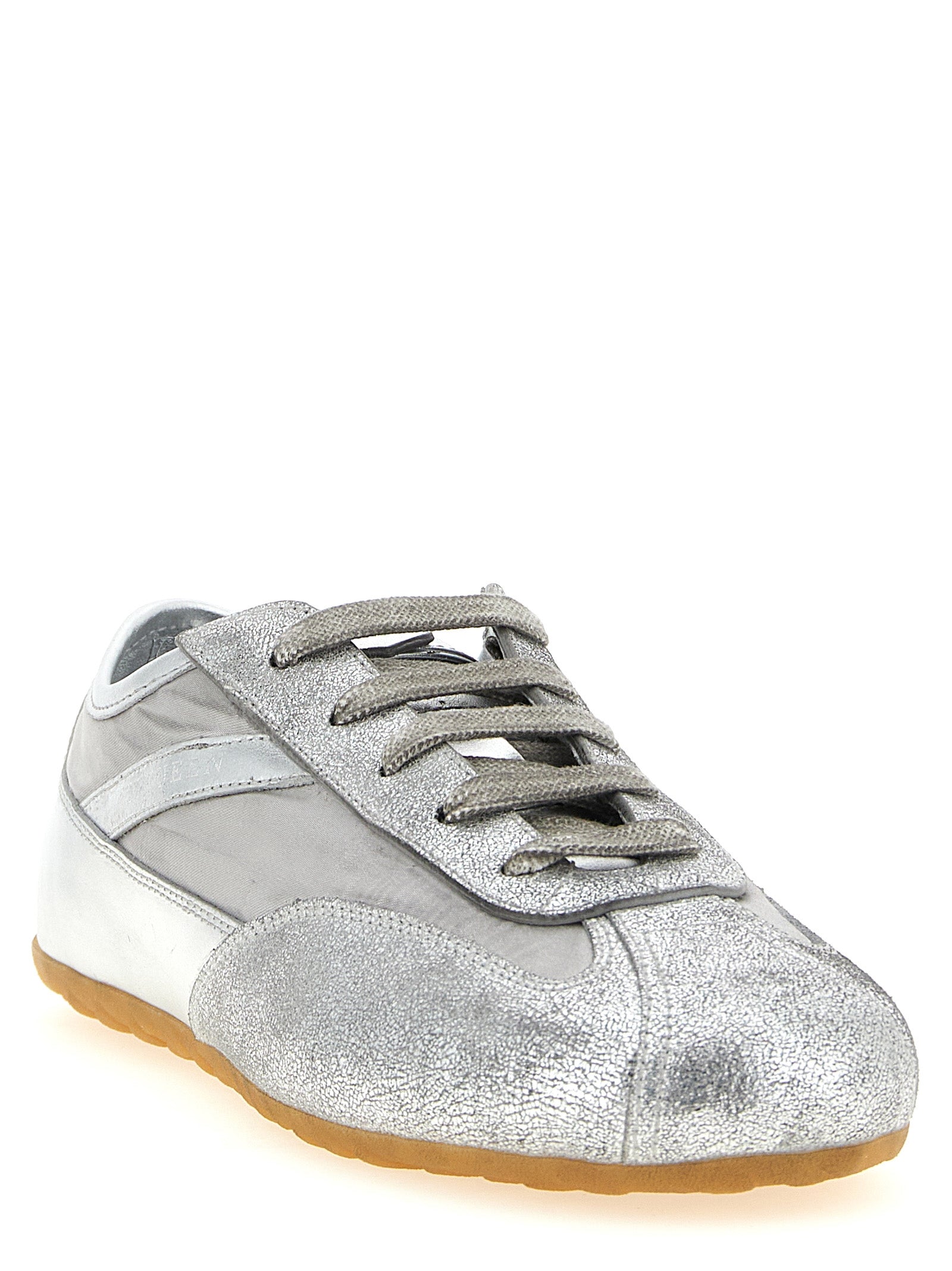 Alexander McQueen Silberne Leder-Sneaker im Athletic-Look