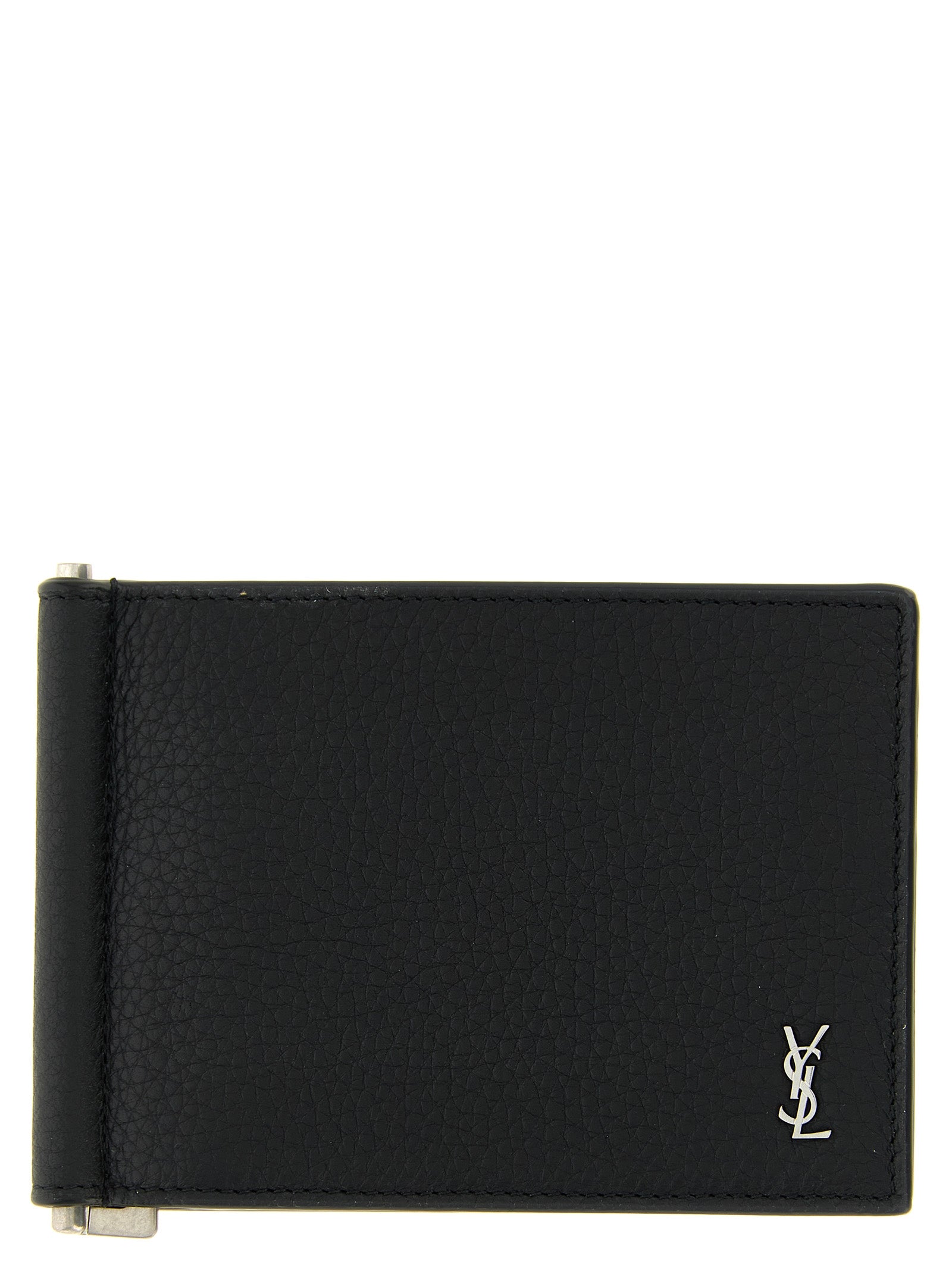 Saint Laurent Schwarzer Kalbsleder-Geldclip