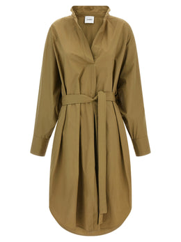 NUDE Braunes Baumwoll-Midikleid