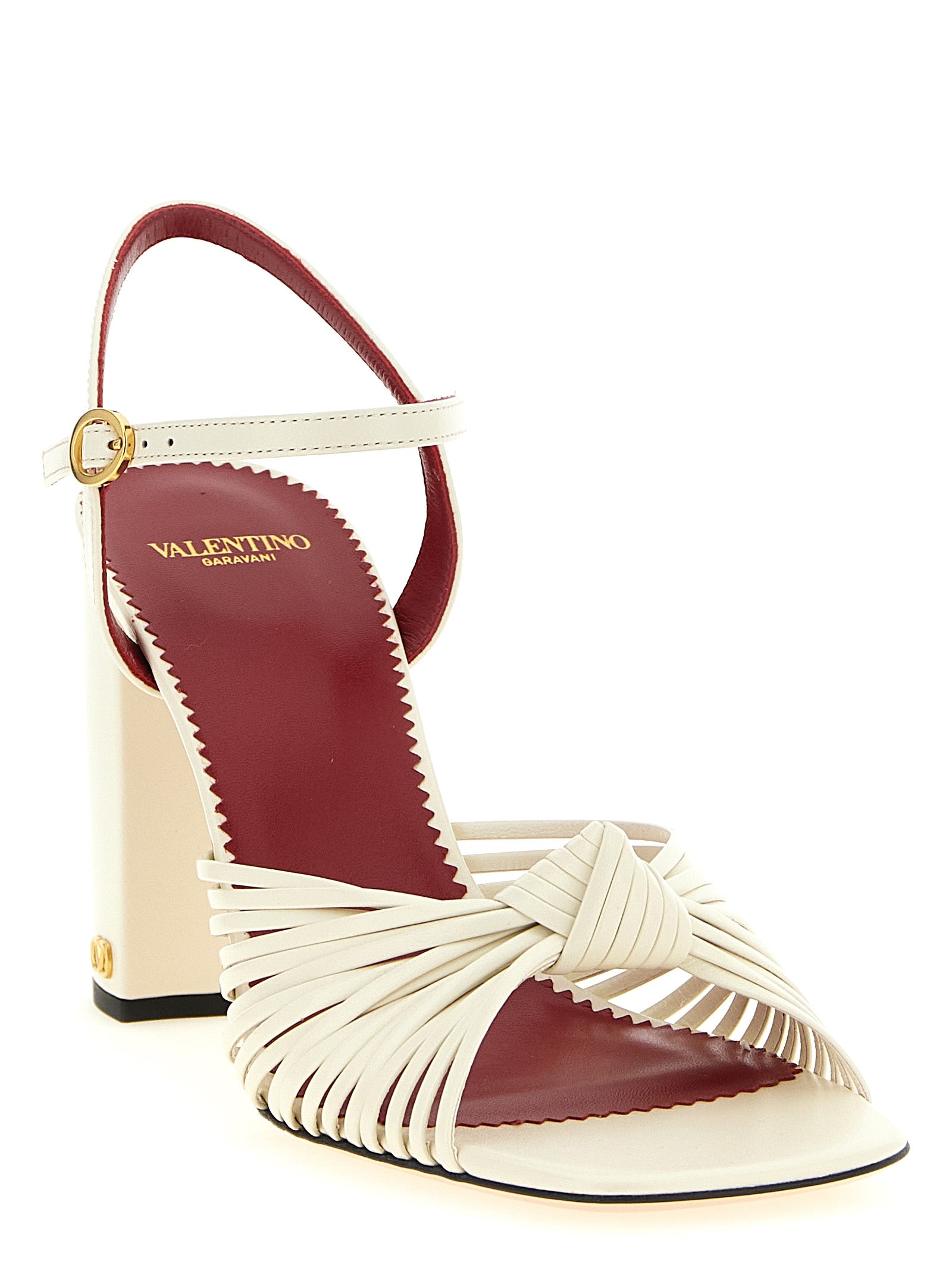 Valentino Garavani Weiße Stiletto-Sandalen aus Ziegenleder