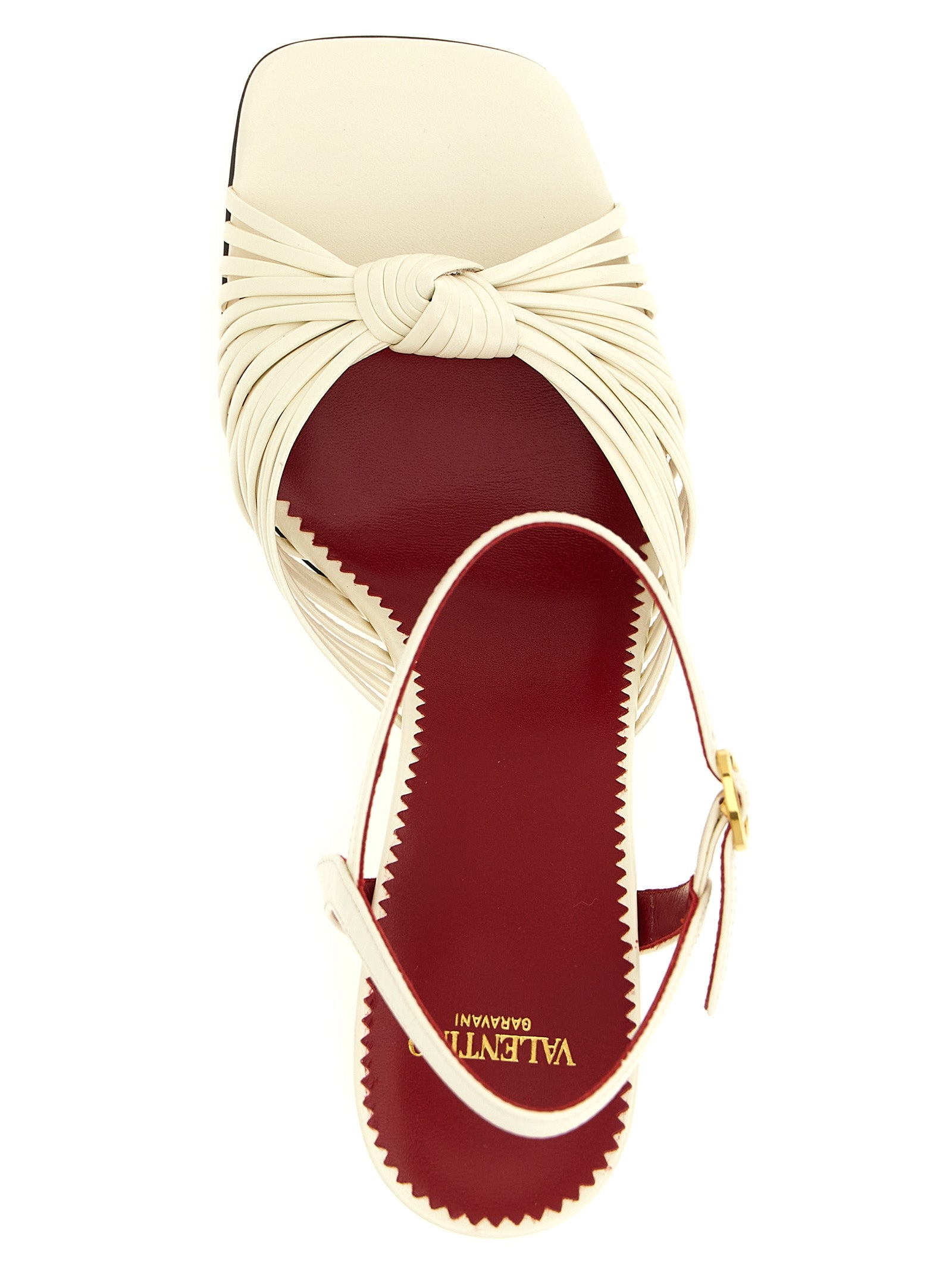 Valentino Garavani Weiße Stiletto-Sandalen aus Ziegenleder