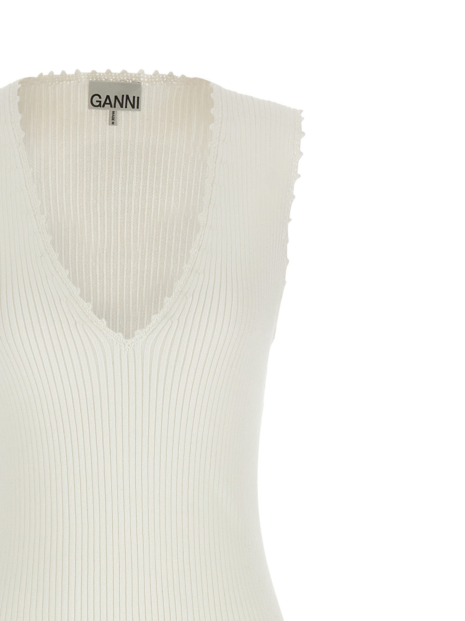 Ganni Langes Kleid aus weißer Bio-Baumwolle