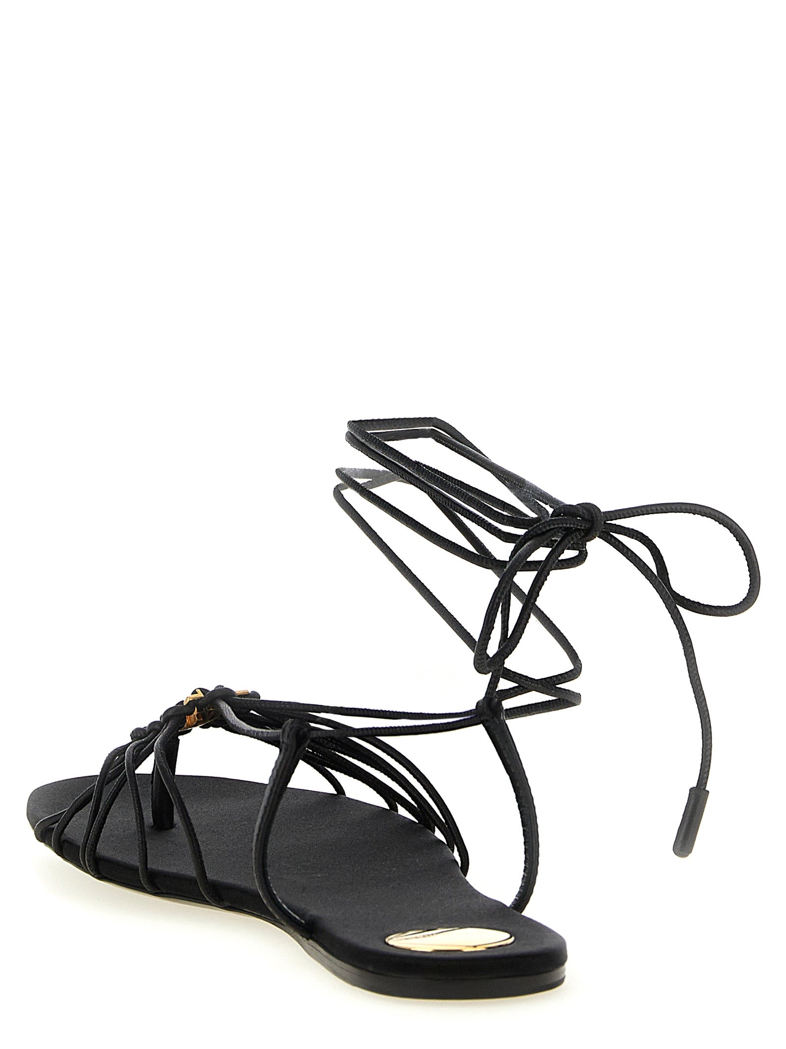Saint Laurent Schwarze Lammleder-Sandalen