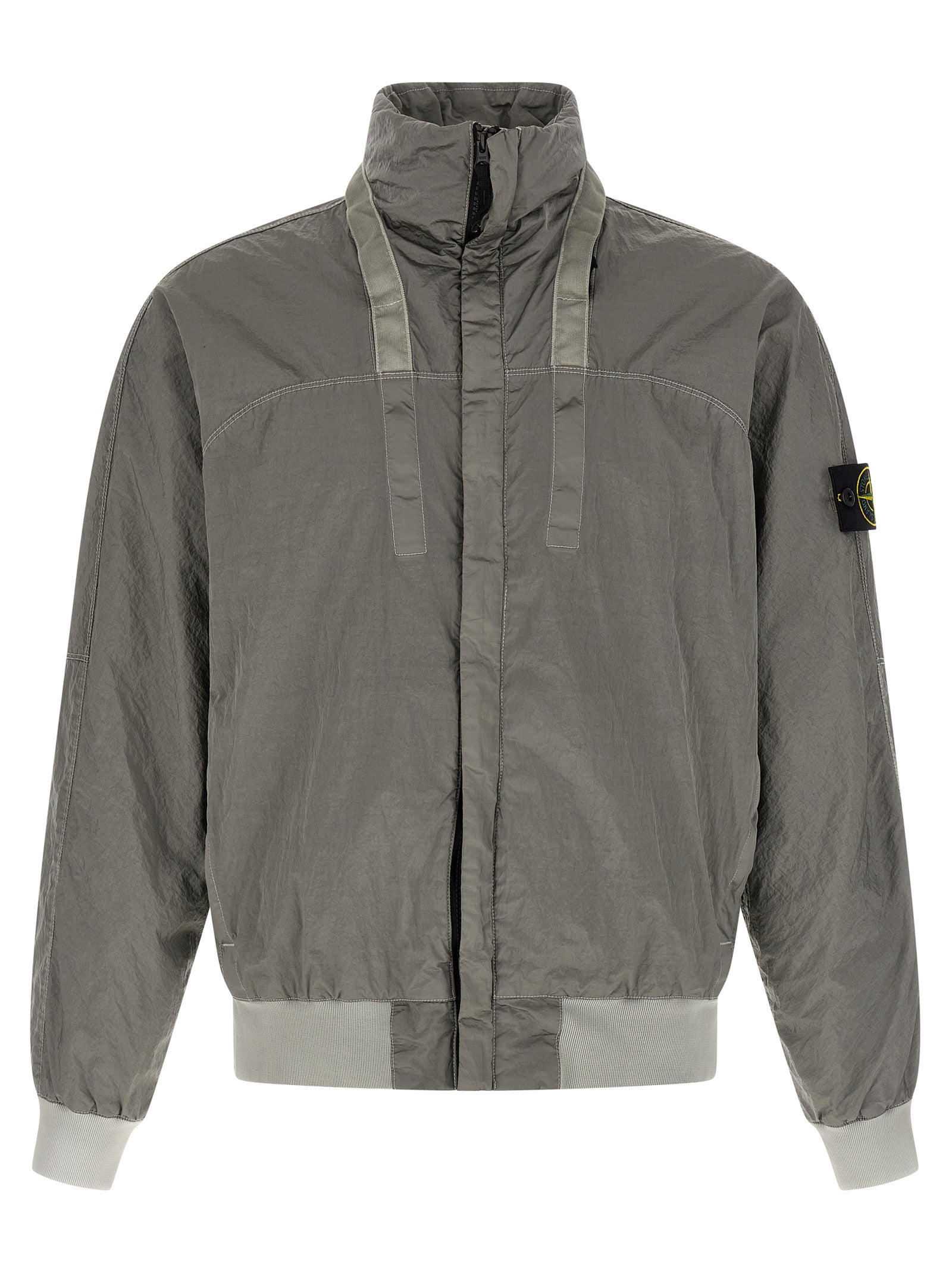 Stone Island Grauer Bomber aus Polyamid