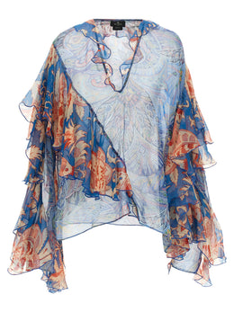 Etro Blaue Seidenbluse