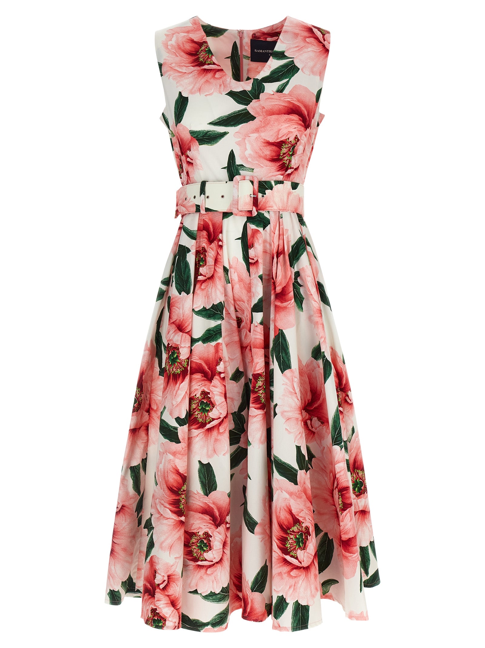 SAMANTHA SUNG Buntes Baumwoll-Midi-Kleid