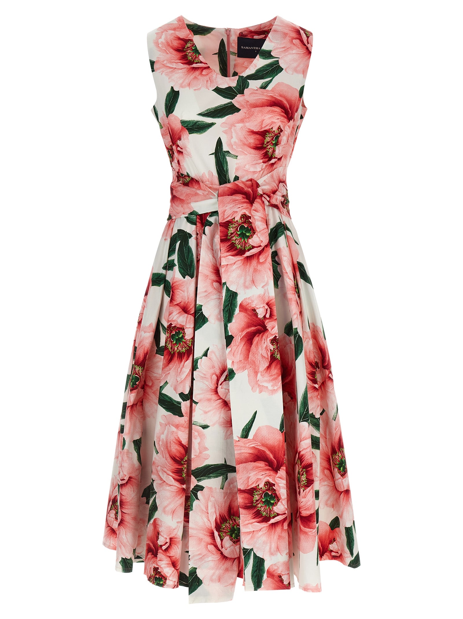 SAMANTHA SUNG Buntes Baumwoll-Midi-Kleid