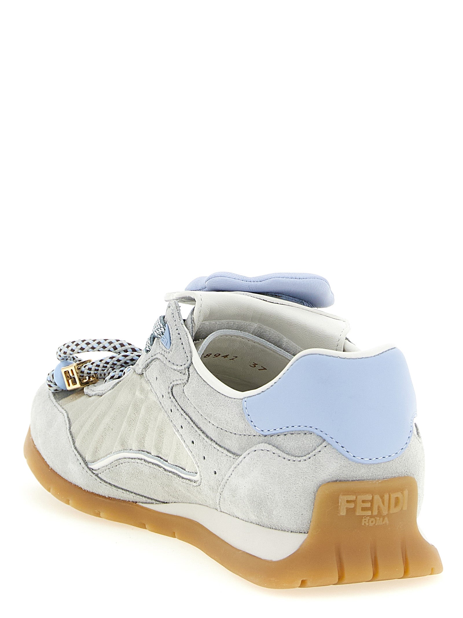 Fendi Graue Kalbsleder-Sneaker im Athletic-Stil