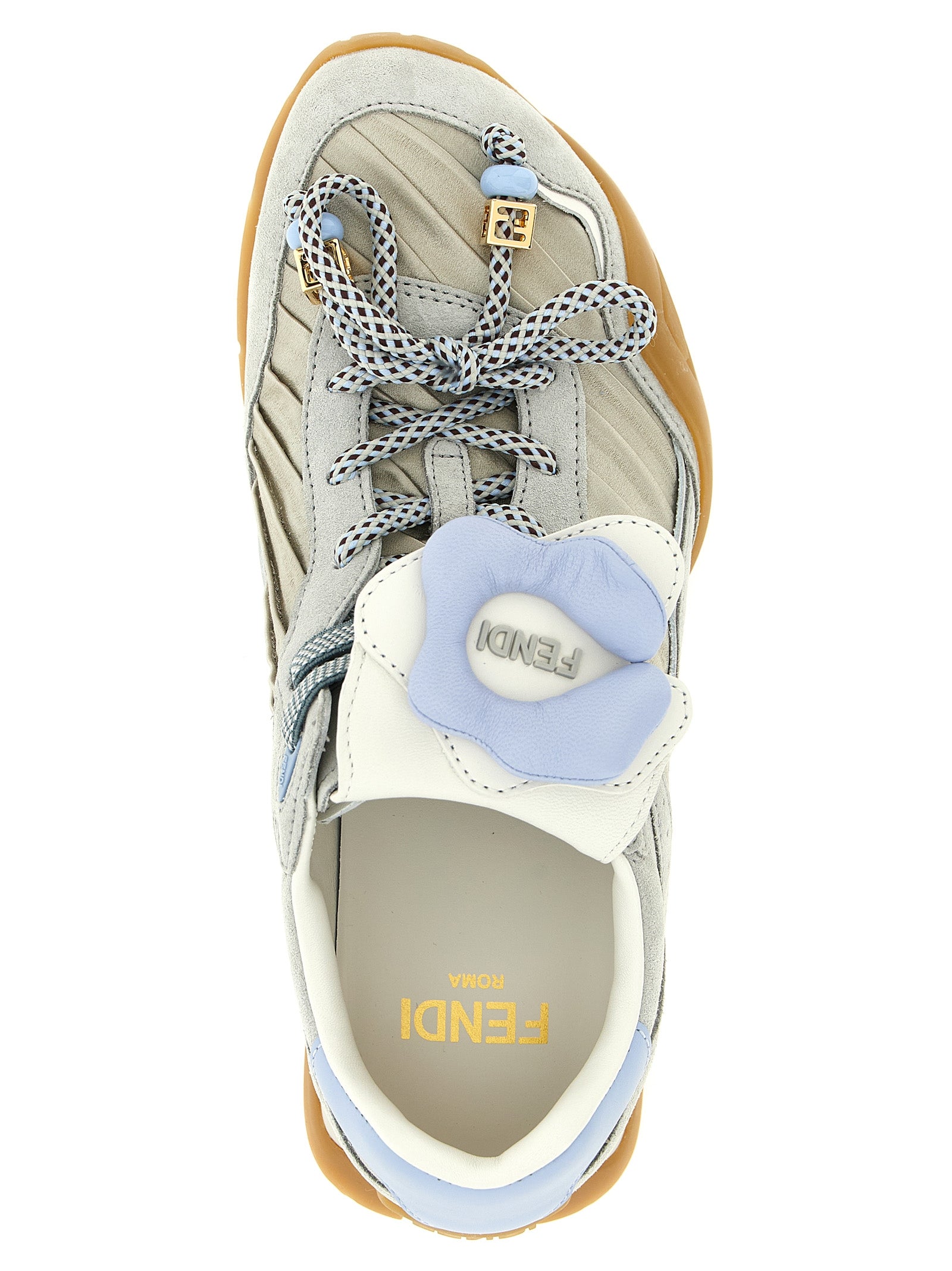 Fendi Graue Kalbsleder-Sneaker im Athletic-Stil