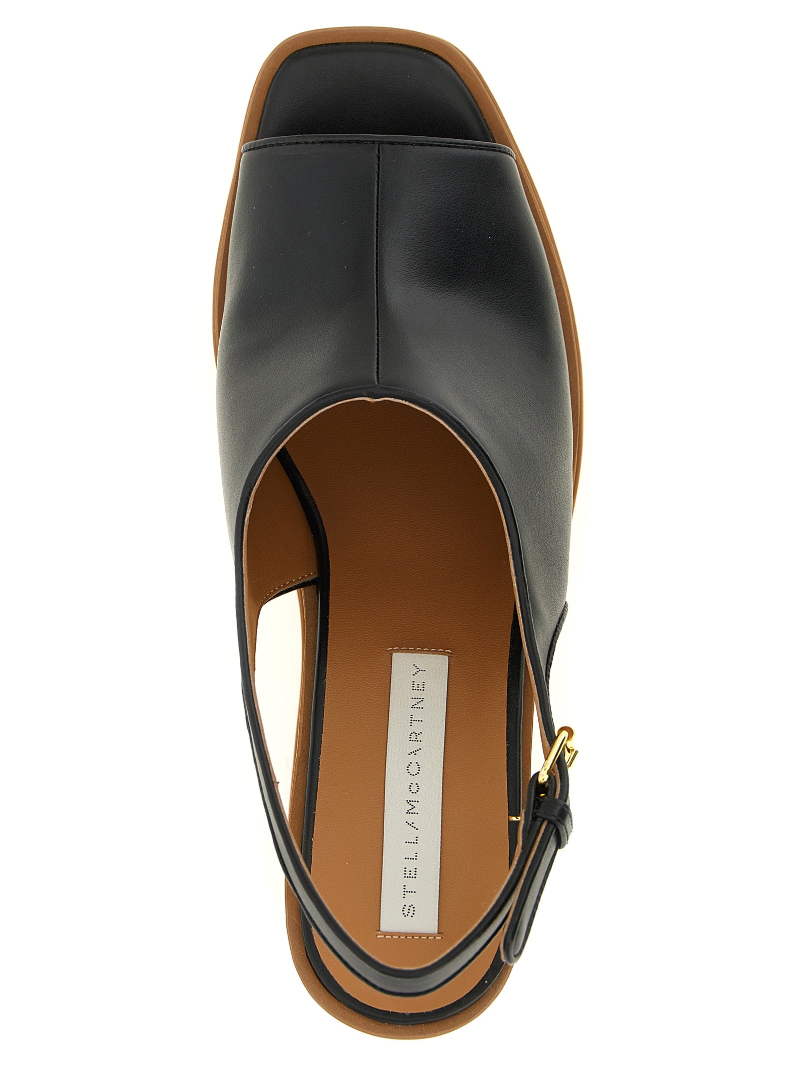 Stella McCartney Schwarze Keilsandalen aus Polyurethan