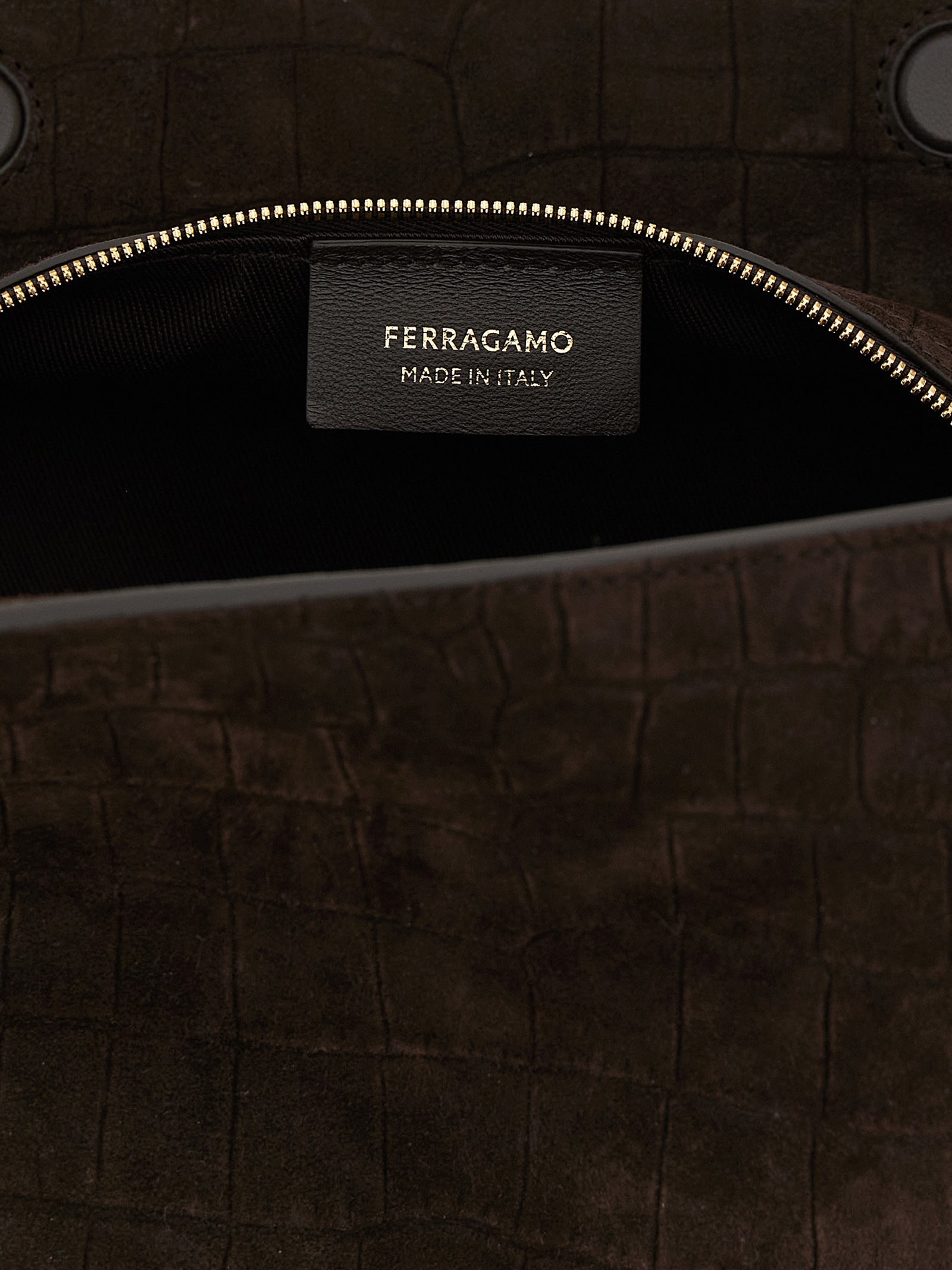 Ferragamo Braune Ziegenleder-Schultertasche