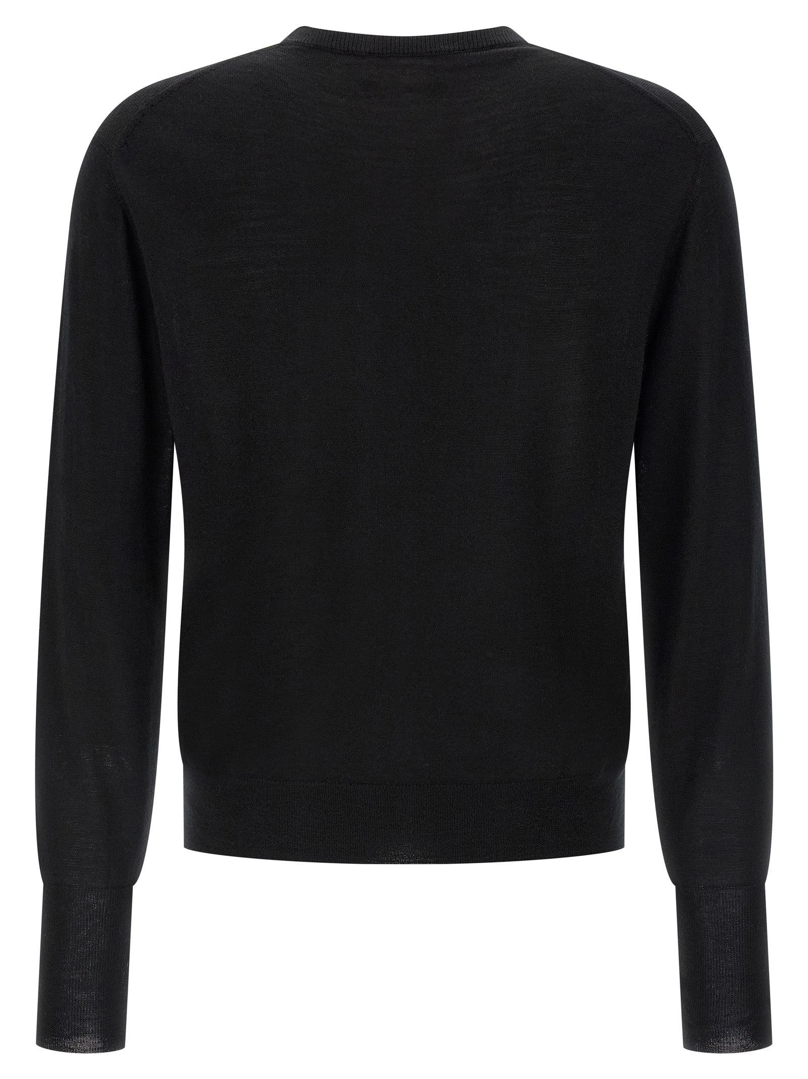 MA'RY'YA Schwarzer Cardigan aus Schurwolle