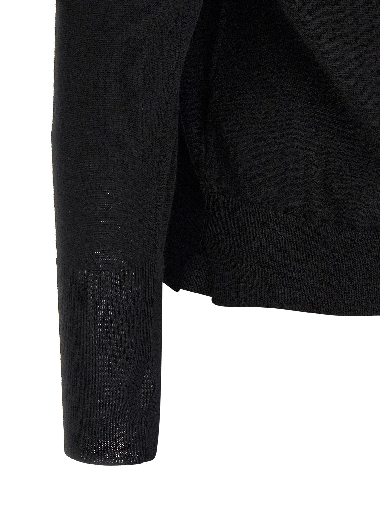 MA'RY'YA Schwarzer Cardigan aus Schurwolle