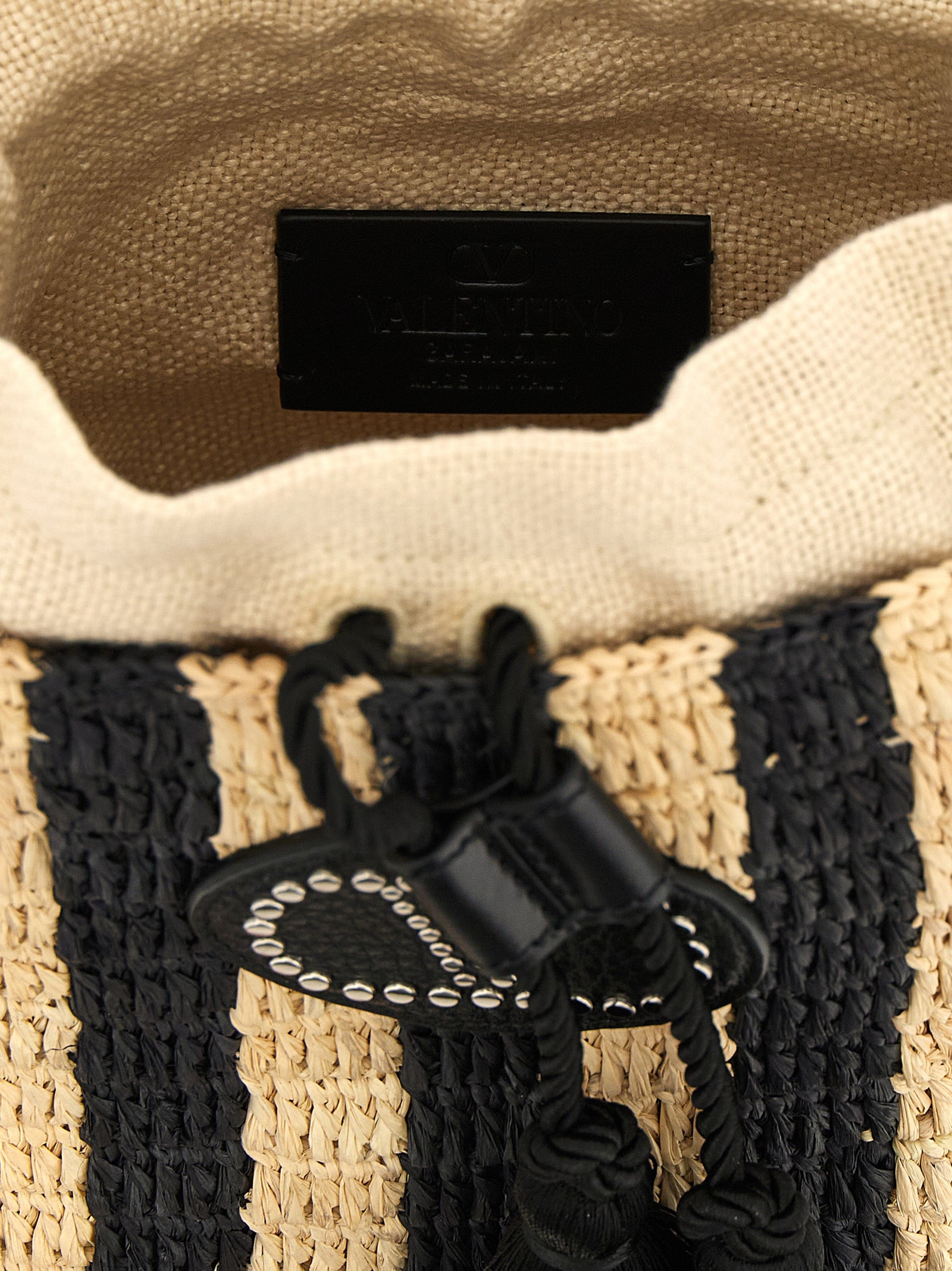 Valentino Garavani Schwarze Stroh Schultertasche