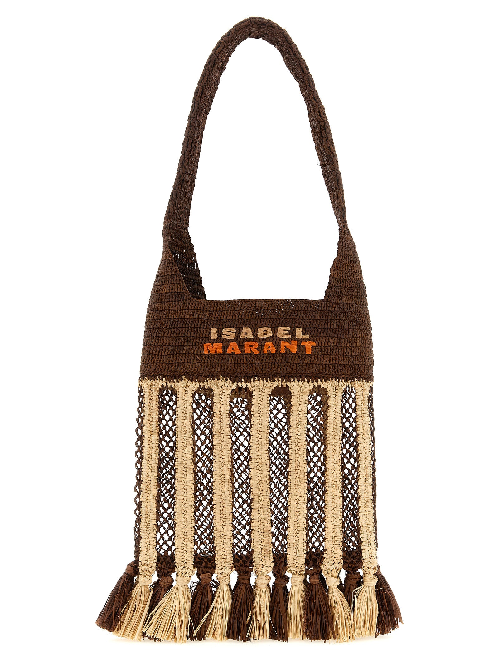 Isabel Marant Braune Raffia-Umhängetasche