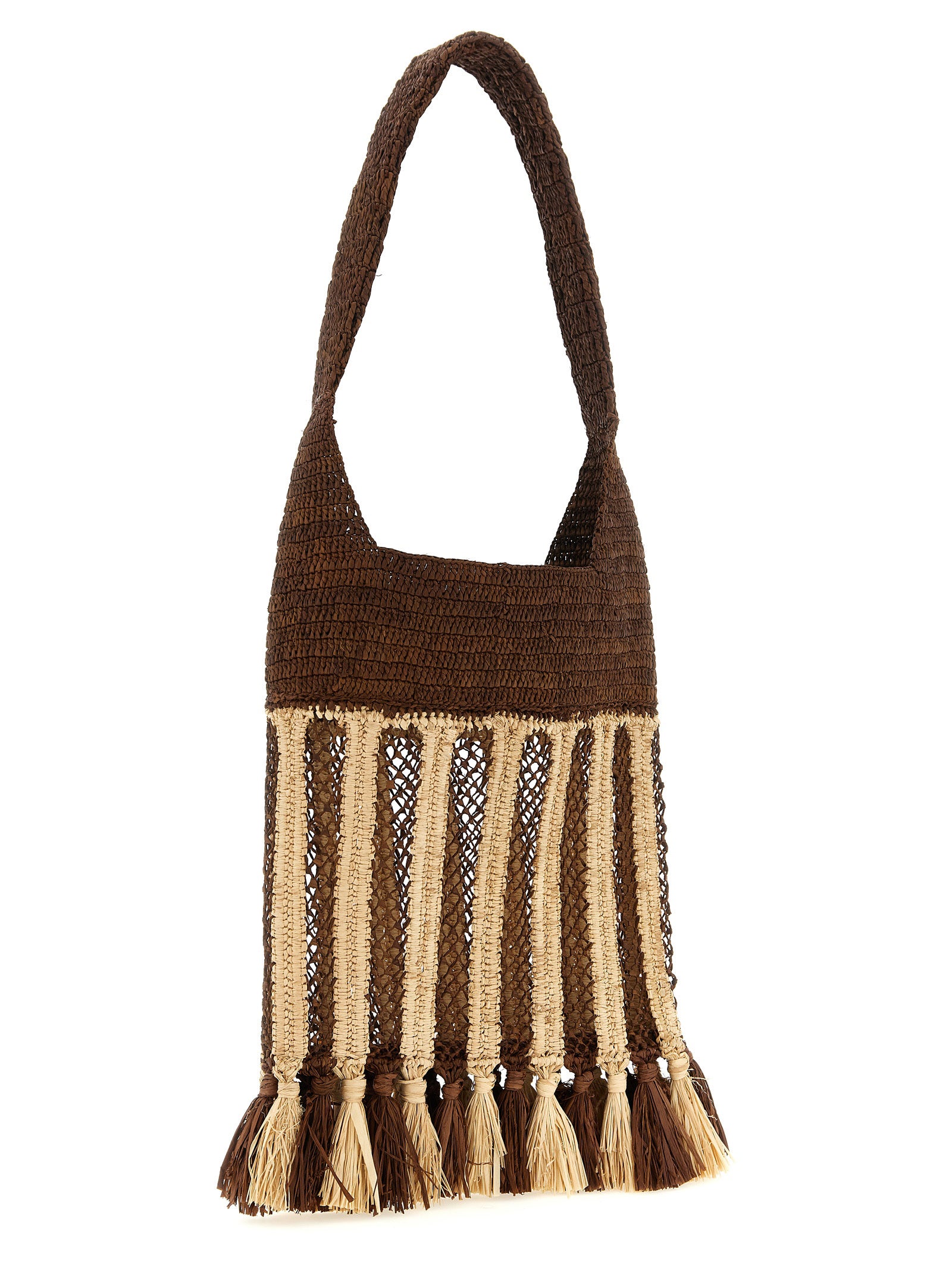 Isabel Marant Braune Raffia-Umhängetasche