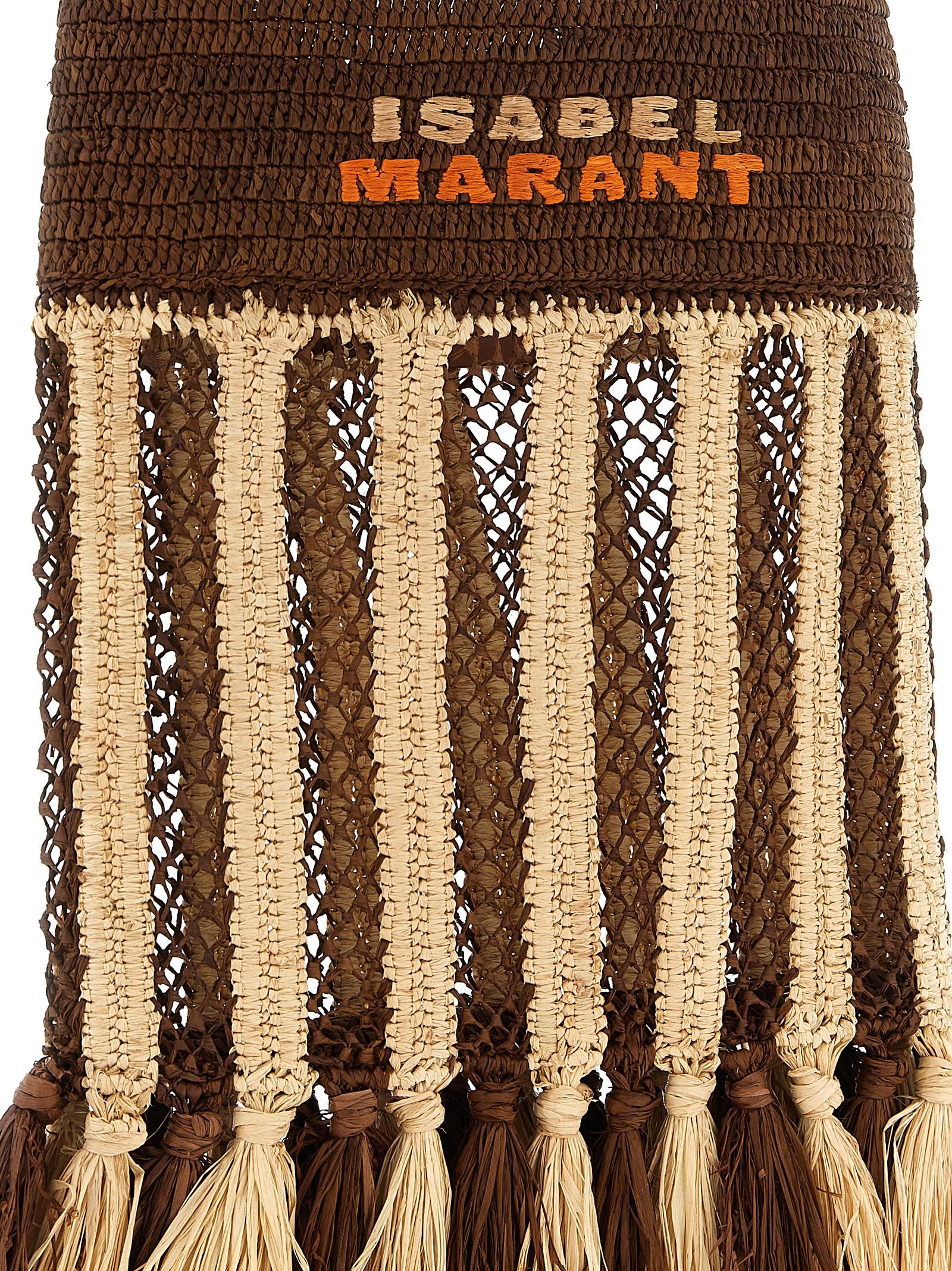 Isabel Marant Braune Raffia-Umhängetasche