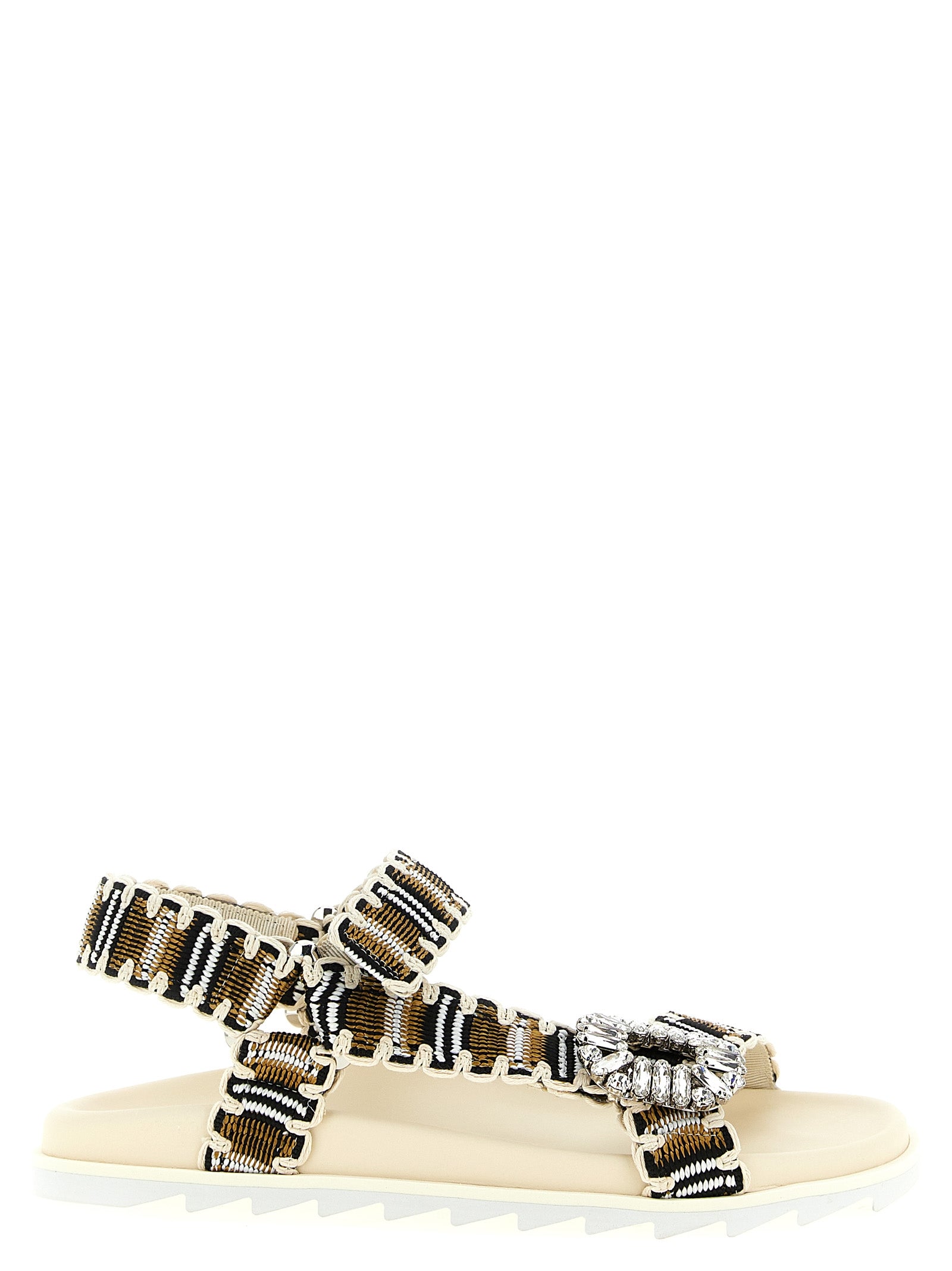 Roger Vivier Mehrfarbige flache Sandalen aus Polyester