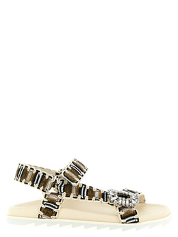 Roger Vivier Mehrfarbige flache Sandalen aus Polyester