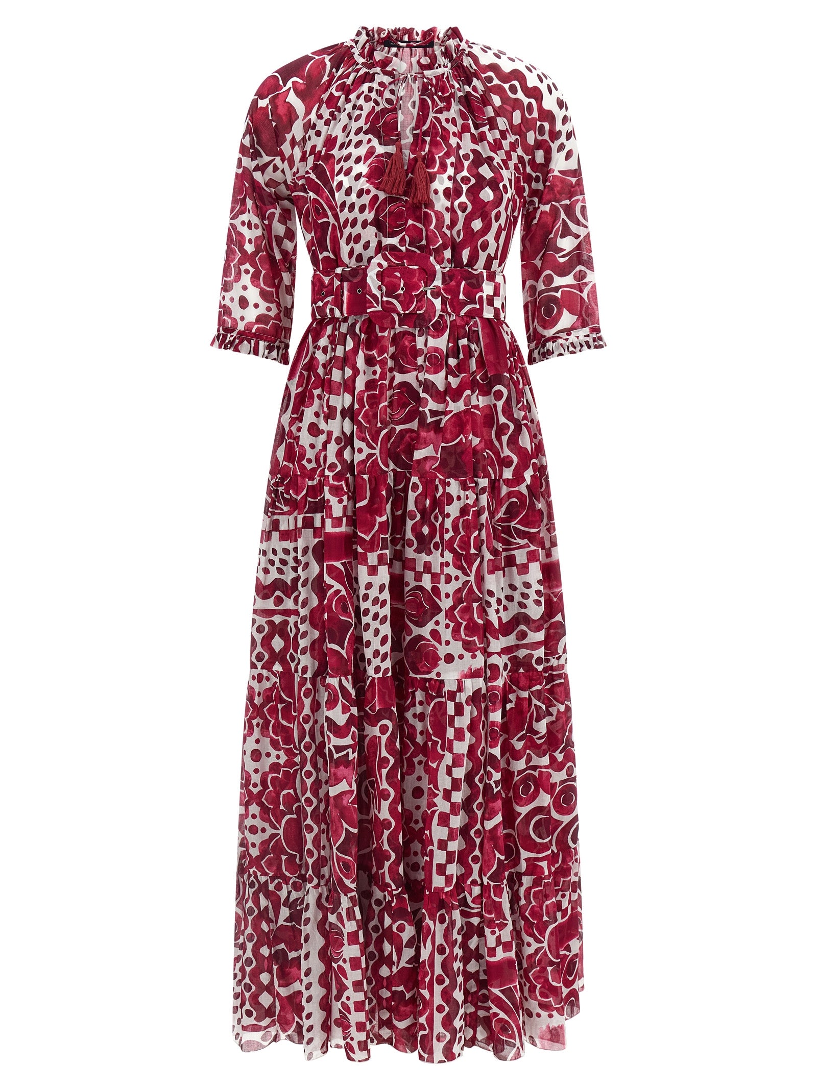 SAMANTHA SUNG Langes Fuchsia-Kleid aus Baumwolle
