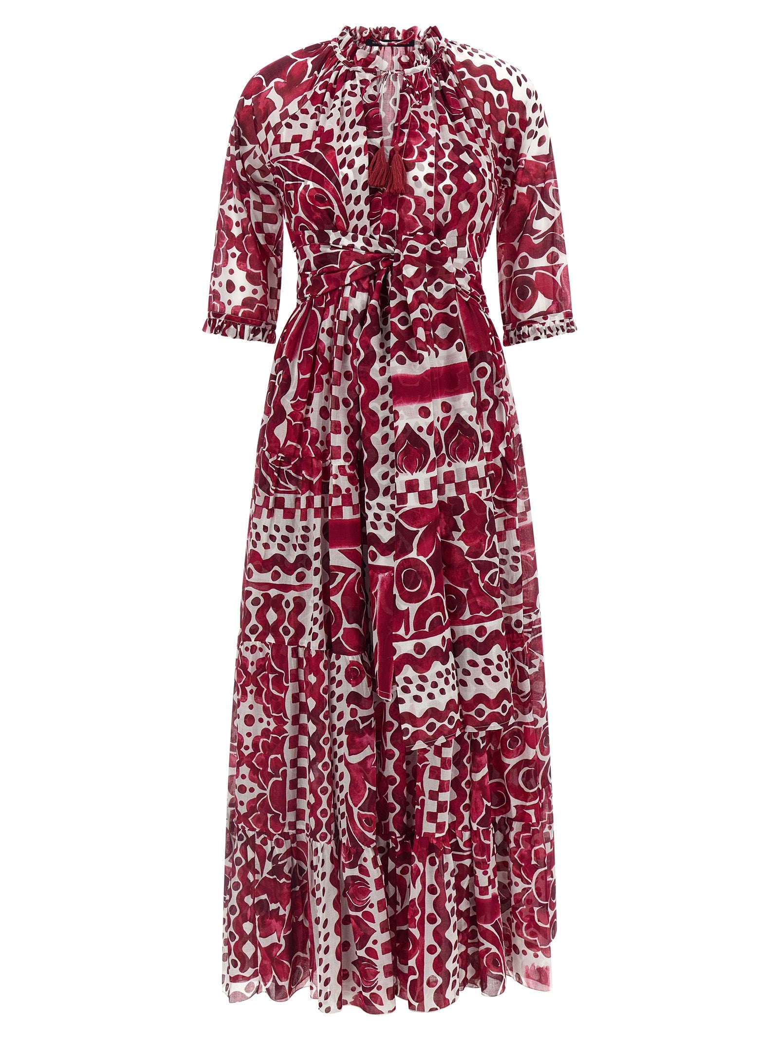 SAMANTHA SUNG Langes Fuchsia-Kleid aus Baumwolle