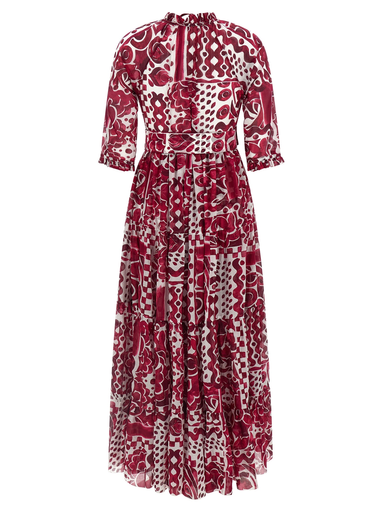 SAMANTHA SUNG Langes Fuchsia-Kleid aus Baumwolle