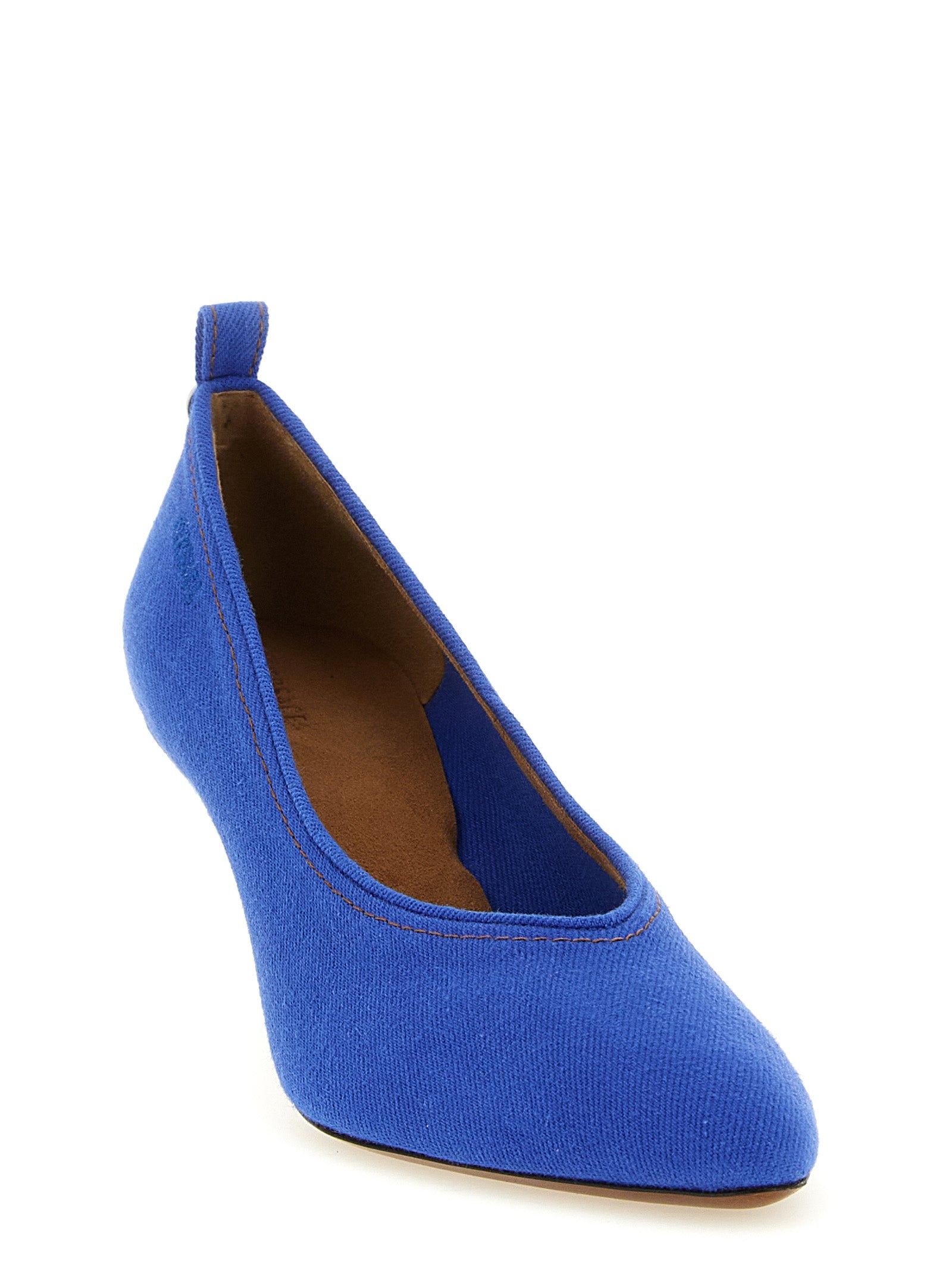 Versace Blaue Pumps aus Baumwolle mit mittlerem Absatz