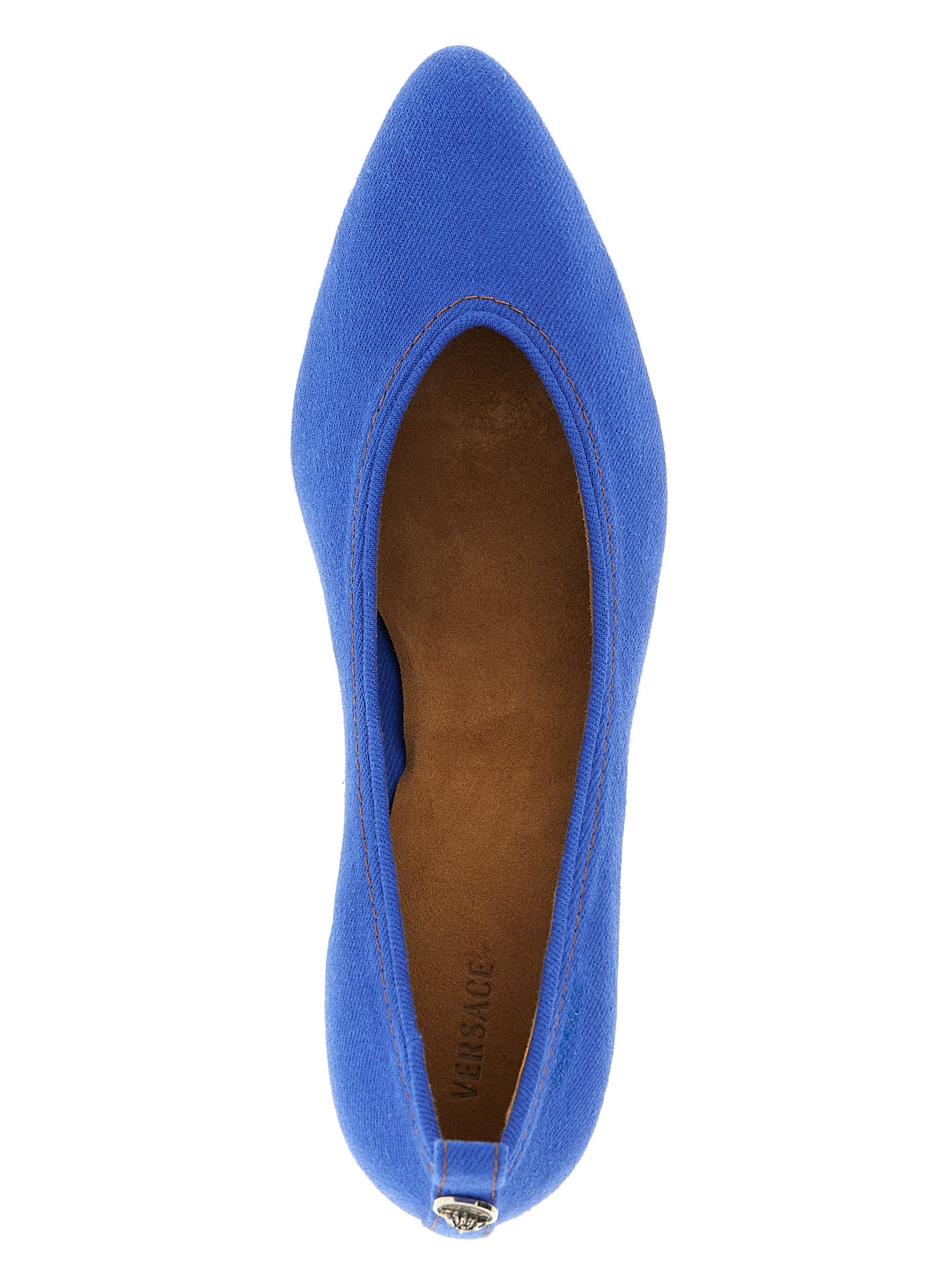Versace Blaue Pumps aus Baumwolle mit mittlerem Absatz