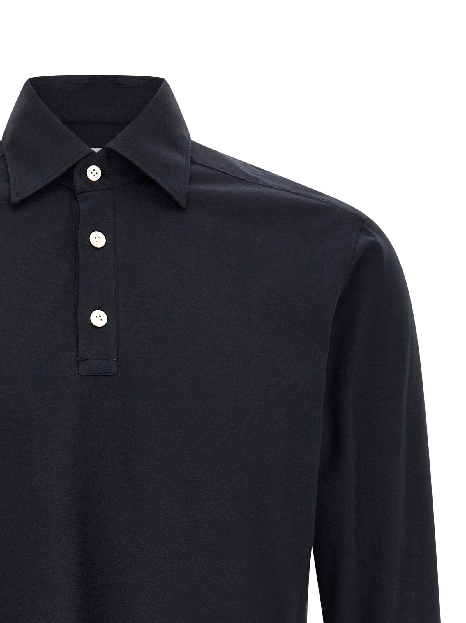 Kiton Blaues Baumwoll-Polohemd
